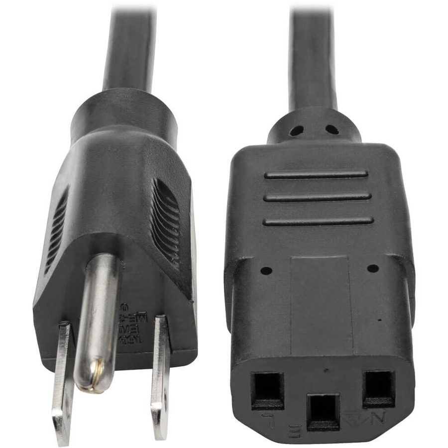 Eaton Tripp Lite Series Desktop Computer AC Power Cable, NEMA 5-15P to C13 - 10A, 125V, 18 AWG, 3 ft. (0.91 m), Black