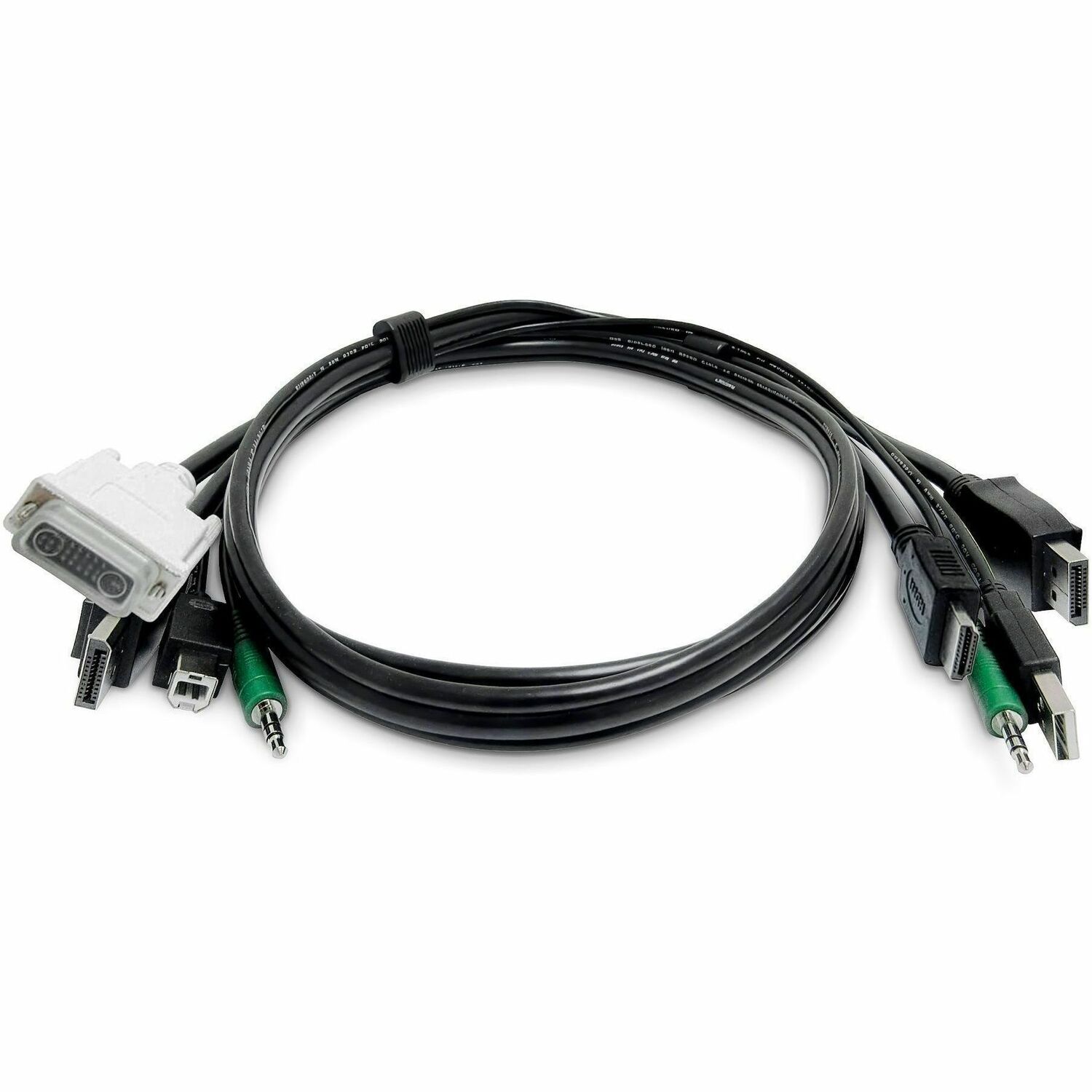 StarTech 6ft (1.8m) Dual-Display KVM Cable, HDMI and DisplayPort to DVI and DP, USB 2.0, 3.5mm, Universal Combo Cable, TAA