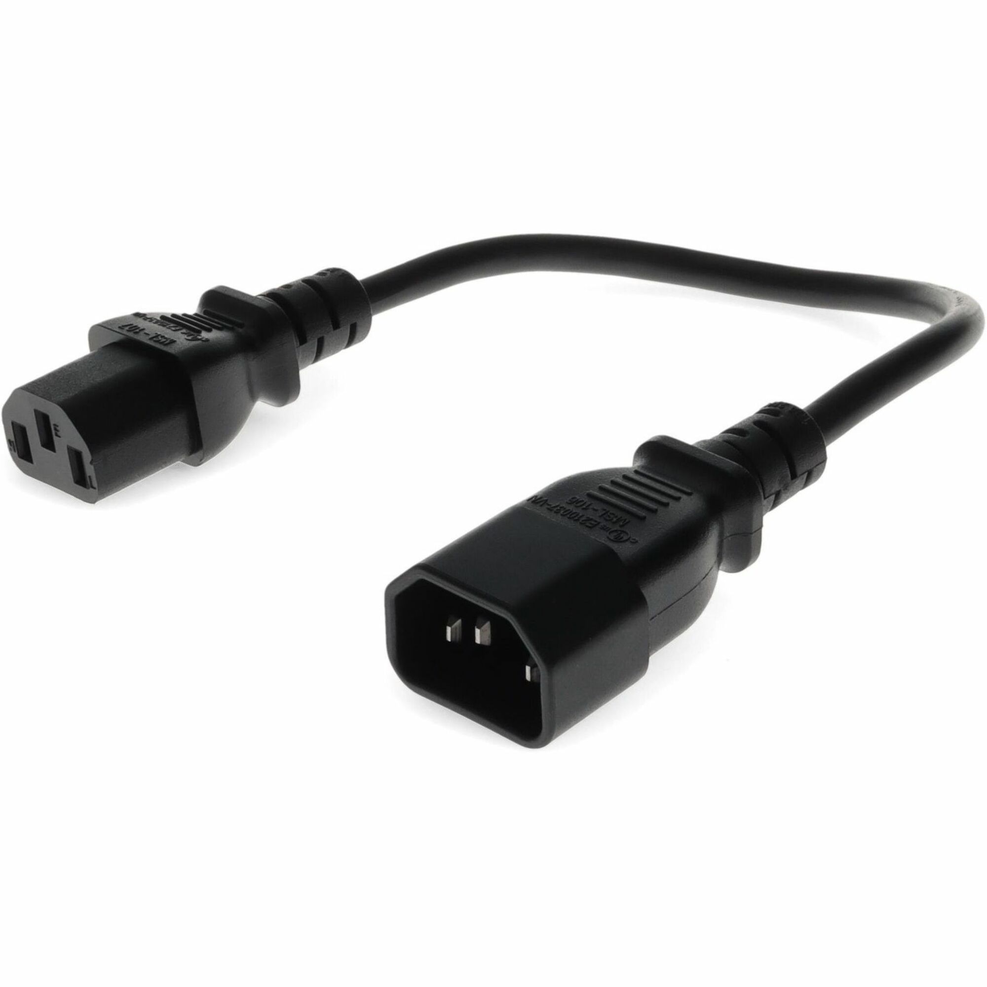 AddOn 1.5ft C13 Female to C14 Male 18AWG 100-250V at 10A Black Power Cable