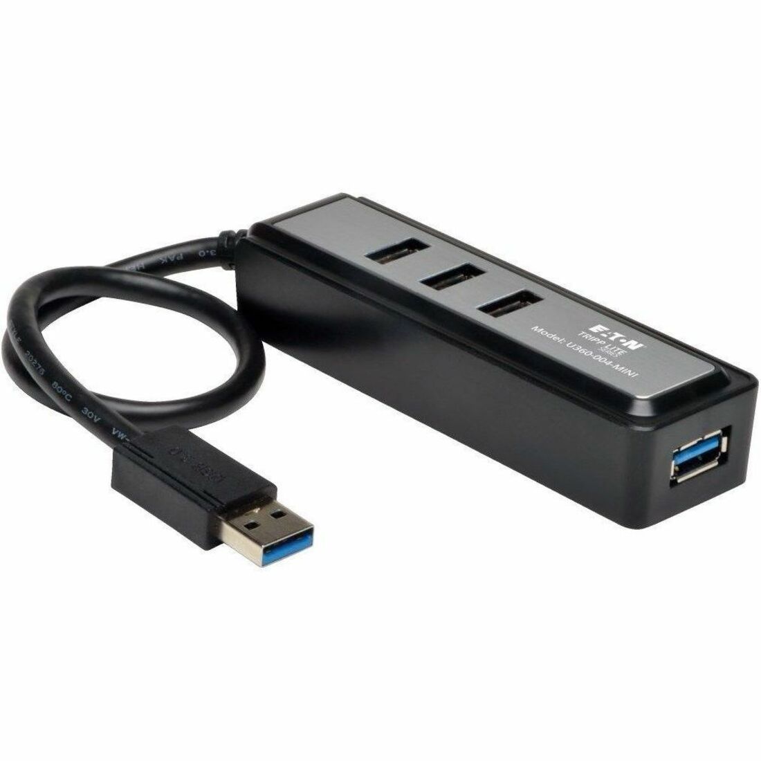 Tripp Lite by Eaton Portable 4-Port USB 3.0 Superspeed Mini Hub w/ Built In Cable