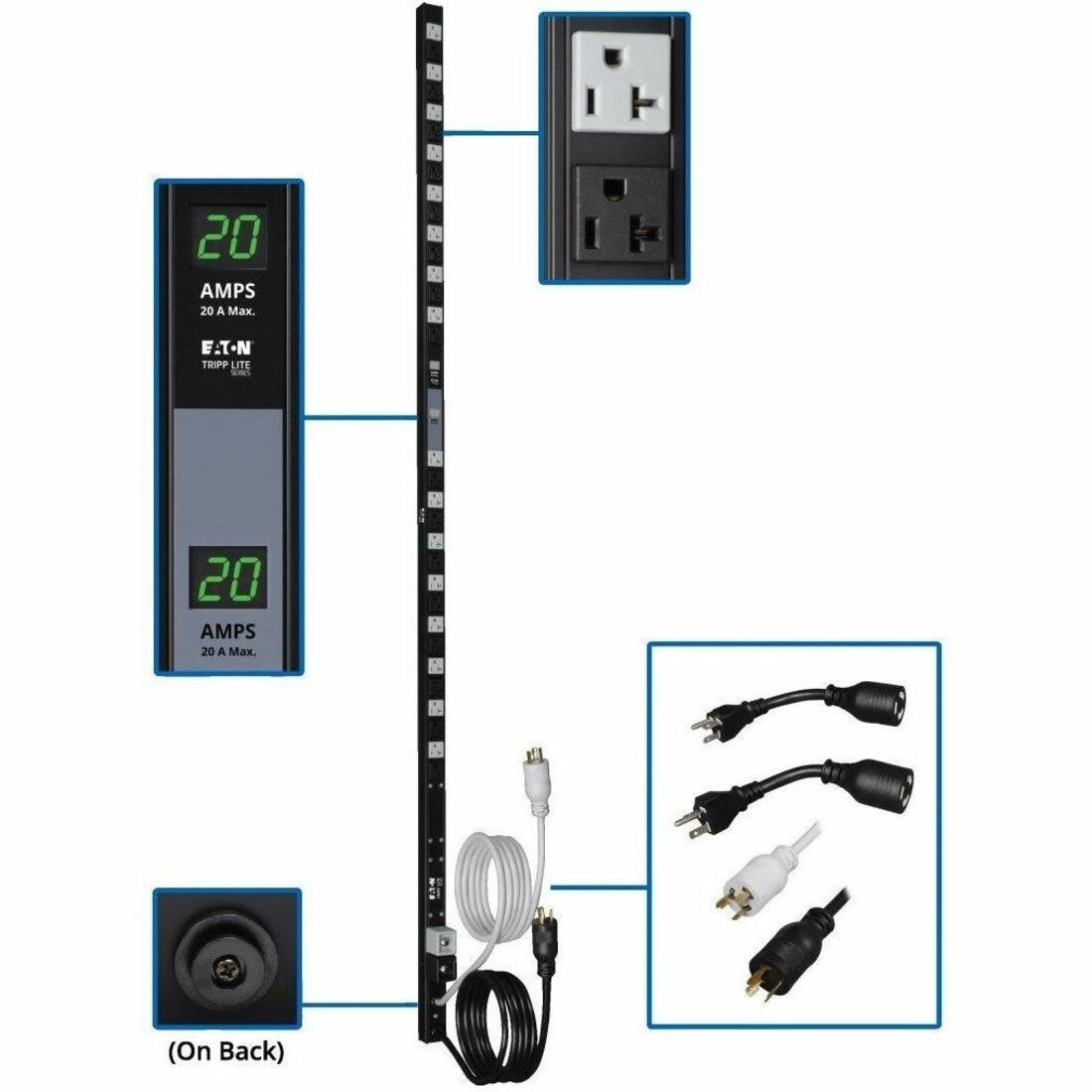 Tripp Lite by Eaton PDU 3.8kW Single-Phase Local Metered PDU Dual Circuit 120V Outlets (32 5-15/20R) L5-20P/5-20P 10 ft. (3.05 m) Cord 0U Vertical