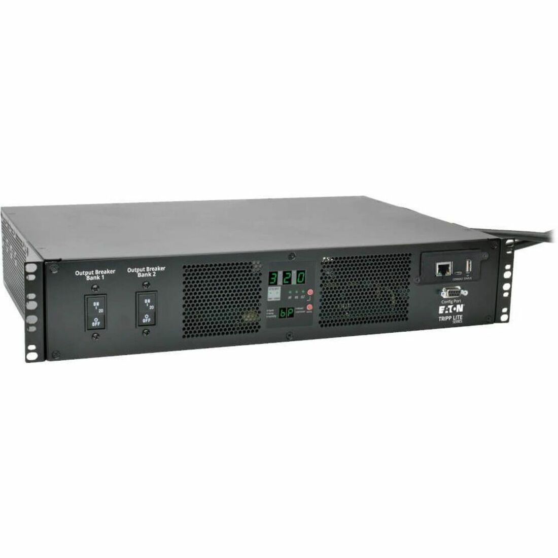 Tripp Lite by Eaton PDU 7.7kW Single-Phase Switched Automatic Transfer Switch PDU Two 200-240V IEC309 32A Blue Inputs 16-C13 2-C19 Outlets 2U TAA