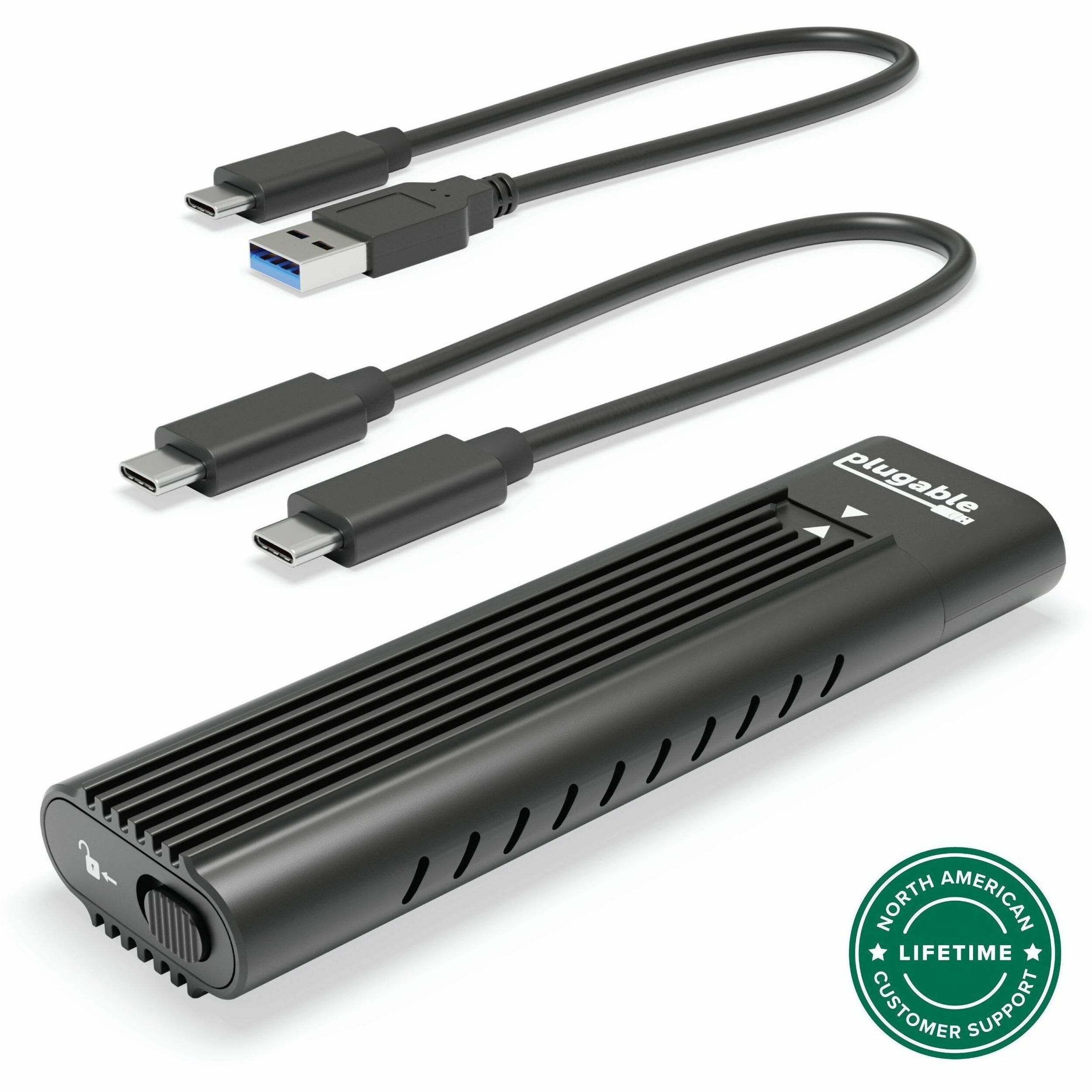 Plugable USB C to M.2 NVMe Tool-free Enclosure USB C and Thunderbolt 3 Compatible up to USB 3.1 Gen 2 Speeds (10Gbps).