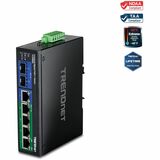 TRENDnet 6-Port Hardened Industrial Gigabit 10/100/1000 Mbps Ultra PoE DIN-Rail Switch; UPoE; IP30; DIN-Rail & Wall Mounts Included; Lifetime Protection; TI-UPG62