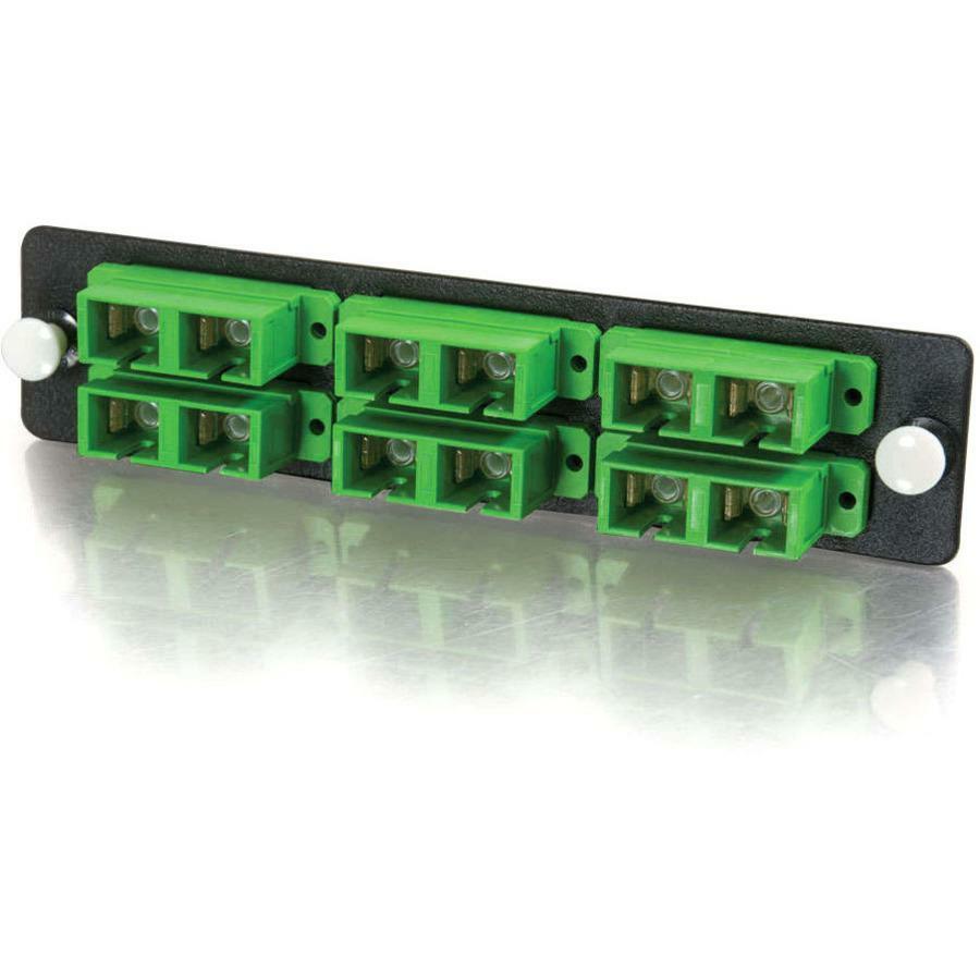 C2G Q-Series 12-Strand, SC Duplex, Zirconia Insert, SM, APC, Aqua SC Adapter Panel