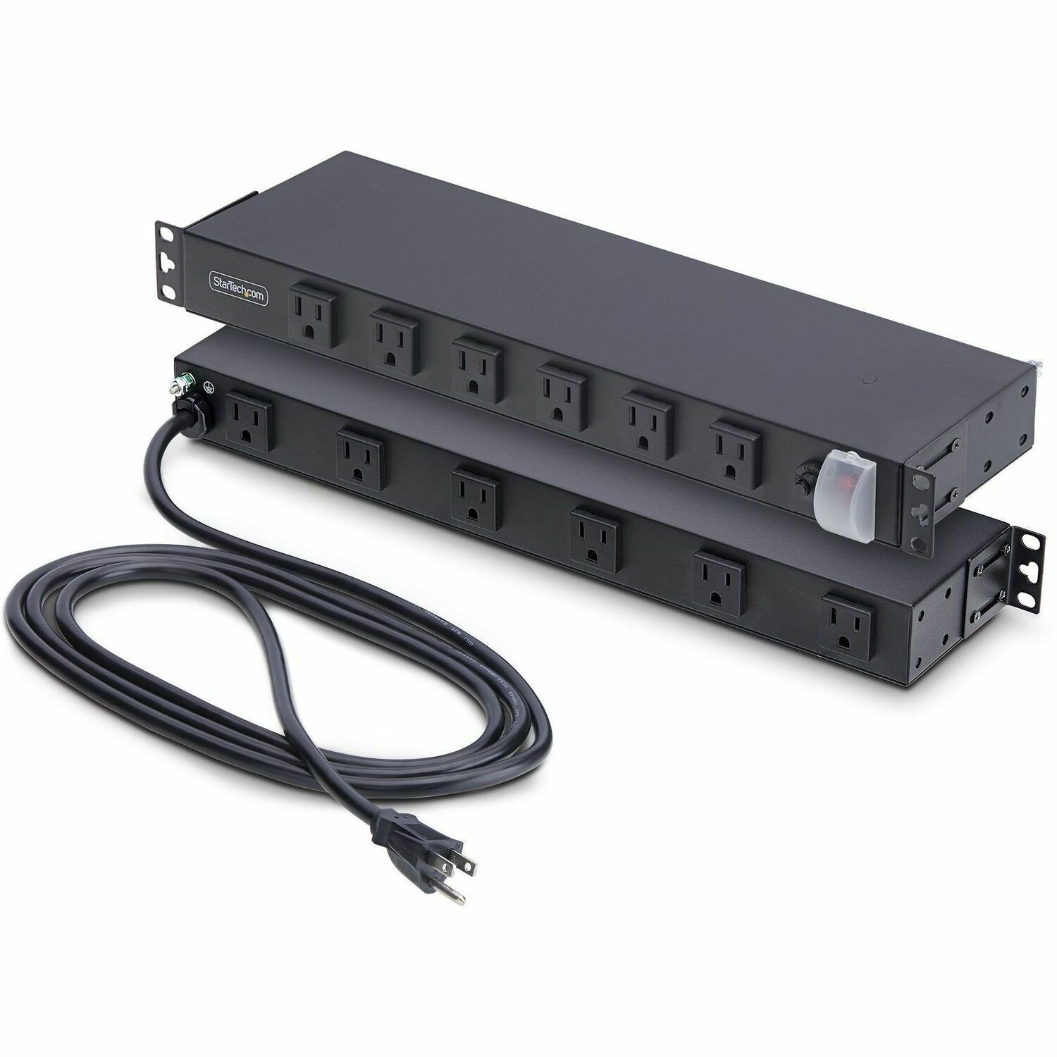 StarTech 12-Outlet Rackmount PDU, 1U Server Power Strip, Wide-Spaced Right-Angle Ports, Mounted Power Distribution Unit for 19in Racks