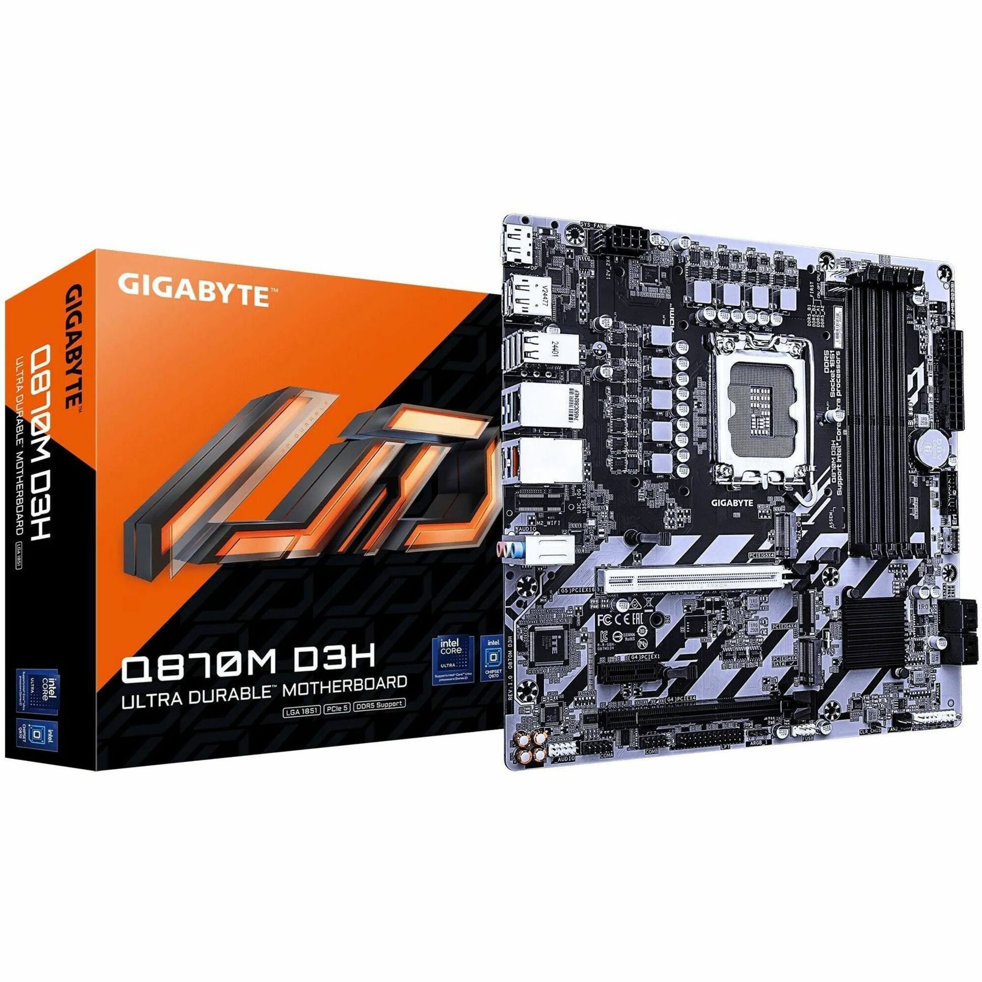 GIGABYTE Ultra Durable Q870M D3H Desktop Motherboard - Intel Q870 Chipset - Socket LGA-1851 - ATX