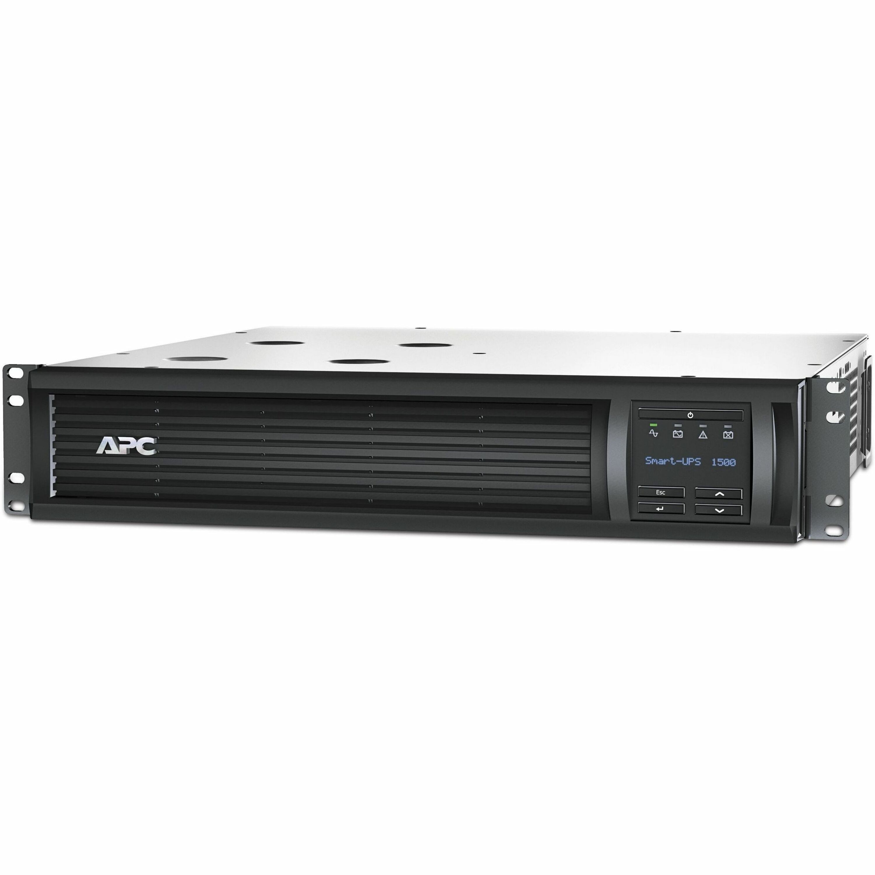APC Smart-UPS, Line Interactive, 1500VA, Rackmount 2U, 120V, 6x NEMA 5-15R outlets, SmartSlot, AVR, LCD, W/L5-15P