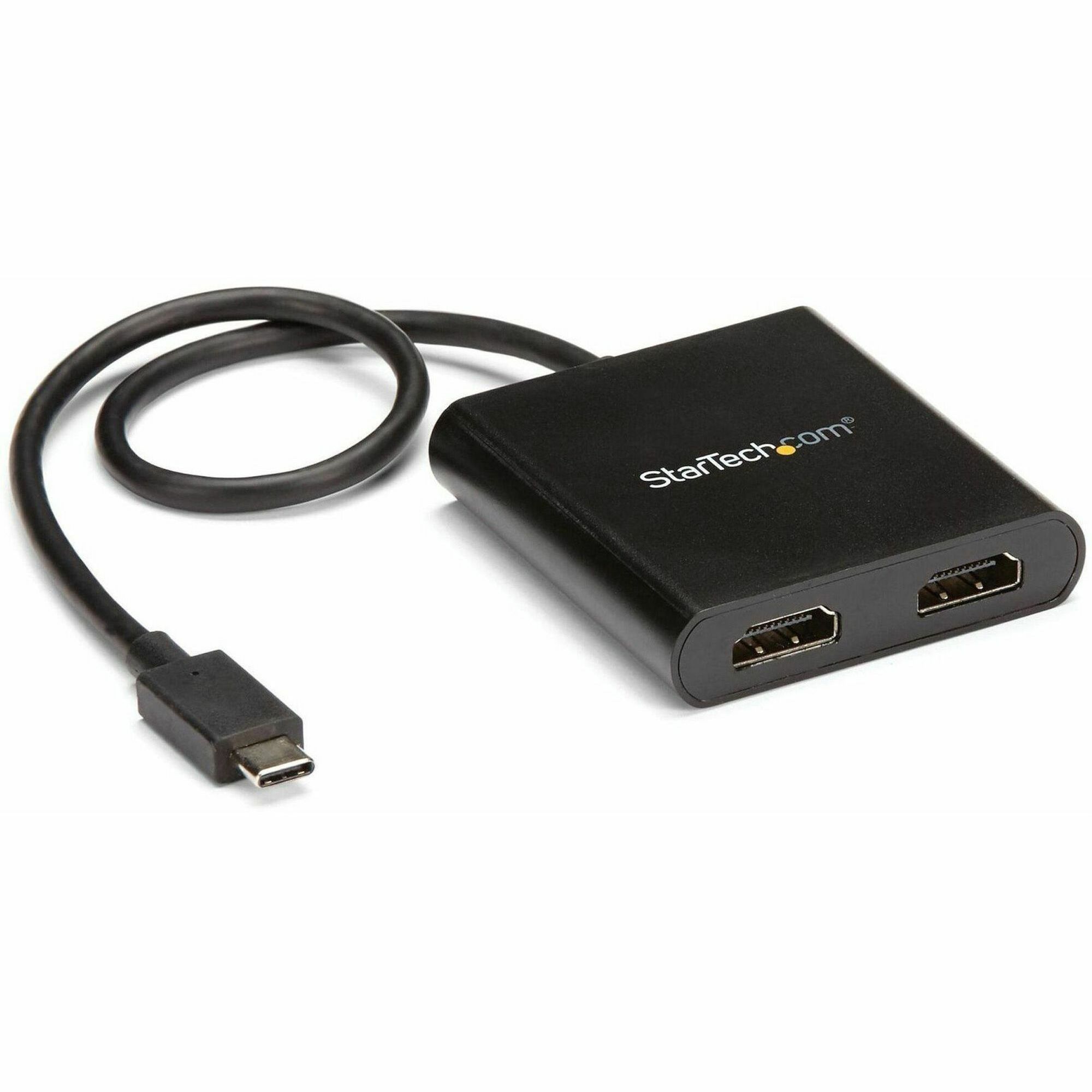 StarTech USB-C to Dual HDMI Adapter, USB Type-C Multi-Monitor MST Hub, Dual 4K 30Hz HDMI Laptop Display Extender/Splitter, Windows