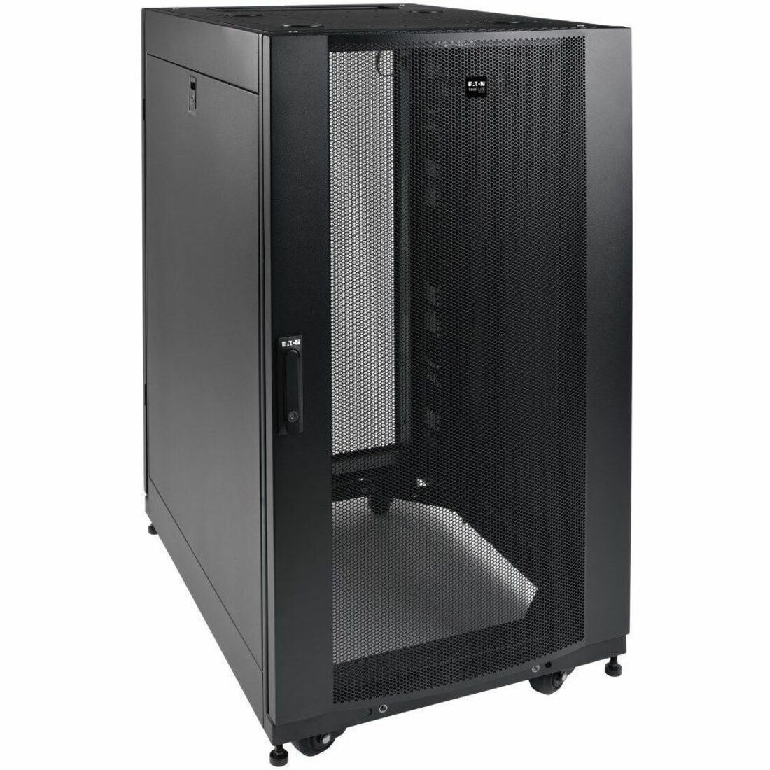 Tripp Lite by Eaton 25U SmartRack Shallow-Depth Half-Height Rack Enclosure Doors Side Panels Heavy-Duty Casters