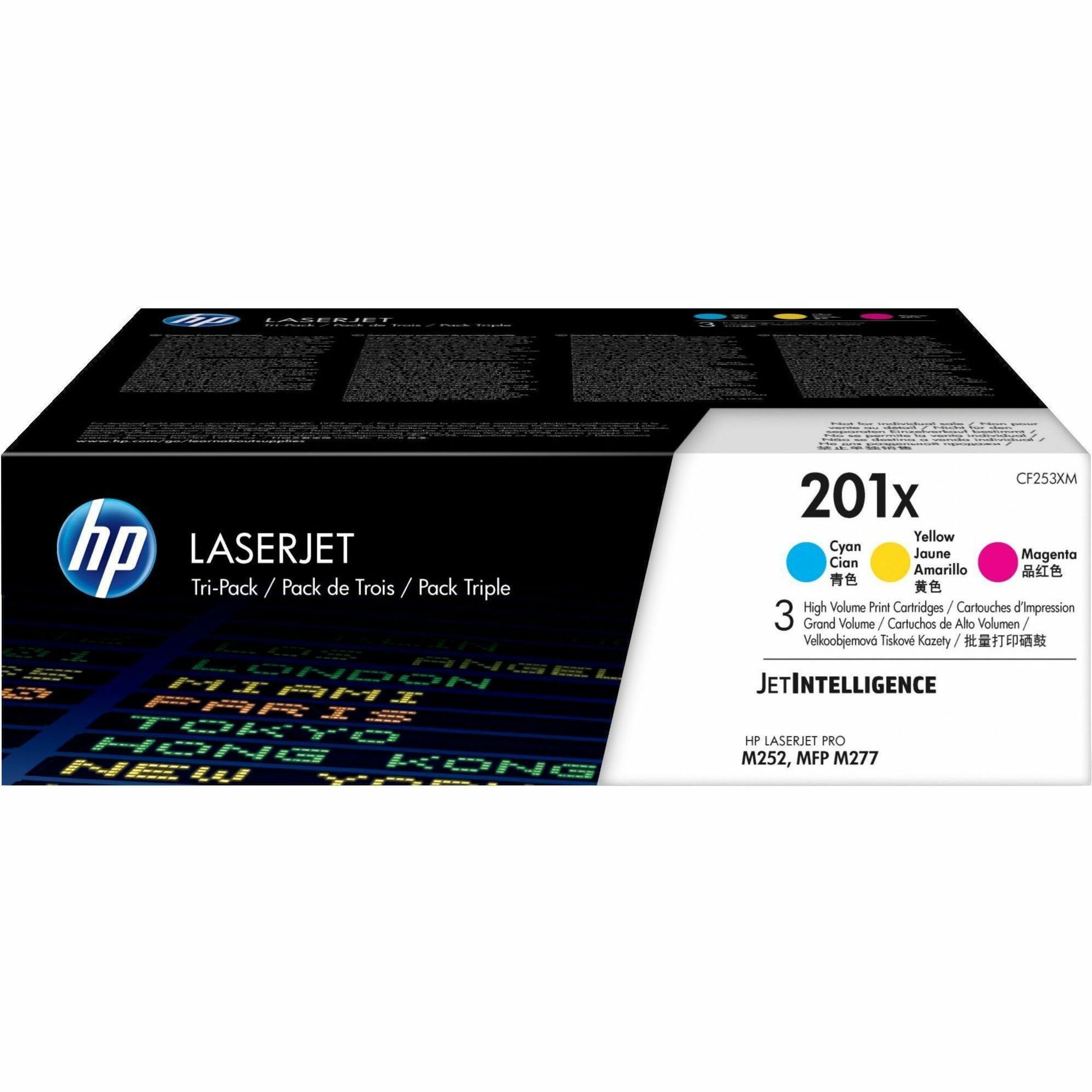 HP 201X (CF253XM) Original High Yield Laser Toner Cartridge - Cyan, Magenta, Yellow - 1 Carton
