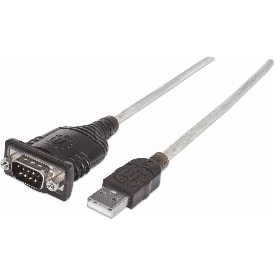 USB-A to Serial Converter cable, 45cm, Male to Male, Serial/RS232/COM/DB9, Prolific PL-2303RA Chip, Black/Silver cable, Three Year Warranty, Equivalent to ICUSB232V2.