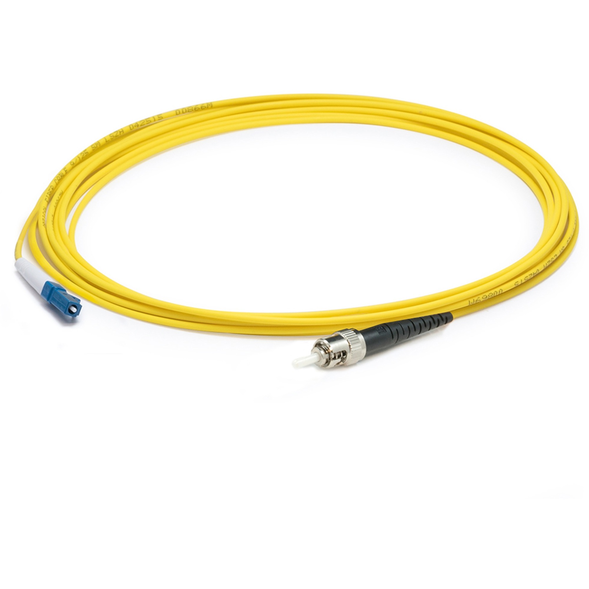 AddOn 57m ST to LC Yellow OS2 Simplex OFNP (Plenum-Rated) SMF Fiber Patch Cable