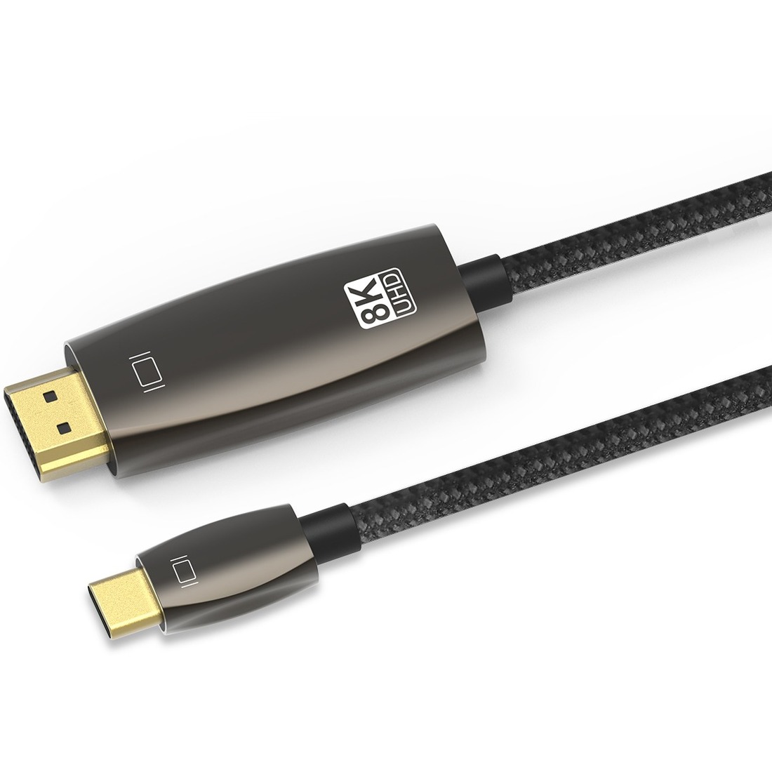 4XEM 3FT (1M) USB-C to HDMI 2.1 Active Cable - 8K/4K UHD USB Type-C DP Alt-Mode to HDMI Braided Video Cable - Black/Grey