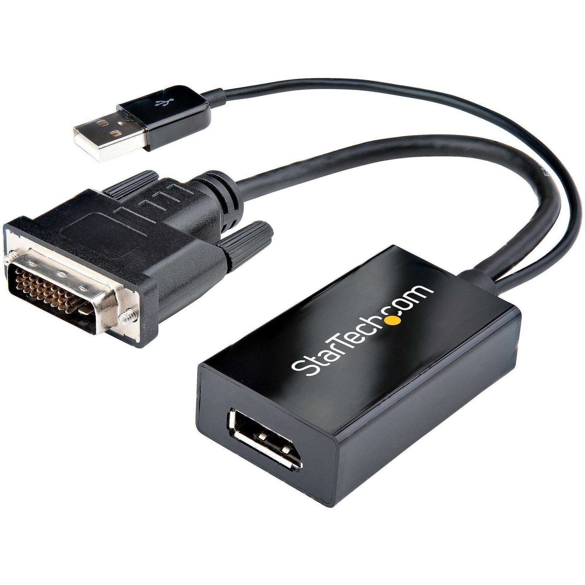 StarTech DVI to DisplayPort Adapter with USB Power - DVI-D to DP Video Adapter - DVI to DisplayPort Converter - 1920 x 1200