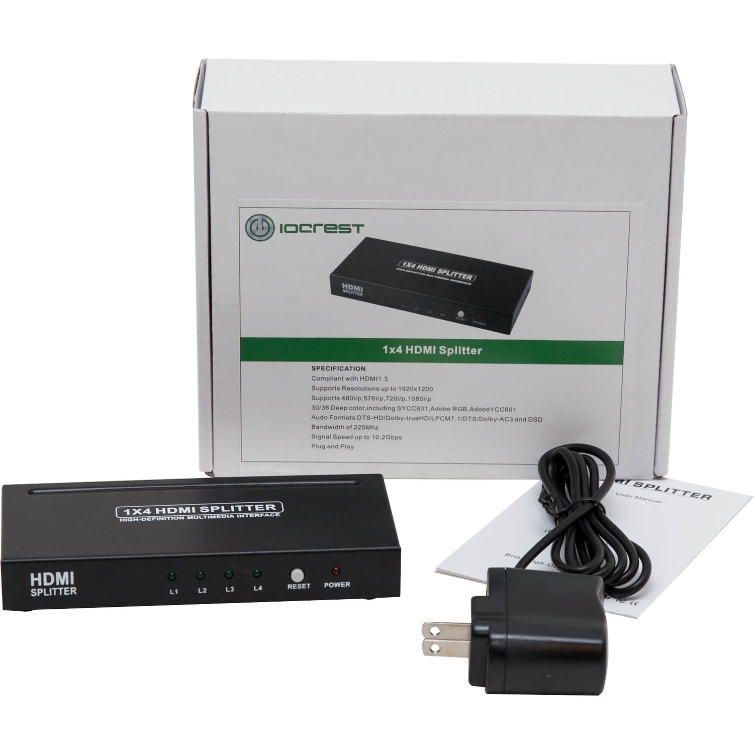 SYBA Multimedia 4 Port HDMI 1.3 Splitter Box Distributes High-Definition Signal to 4 HDTV