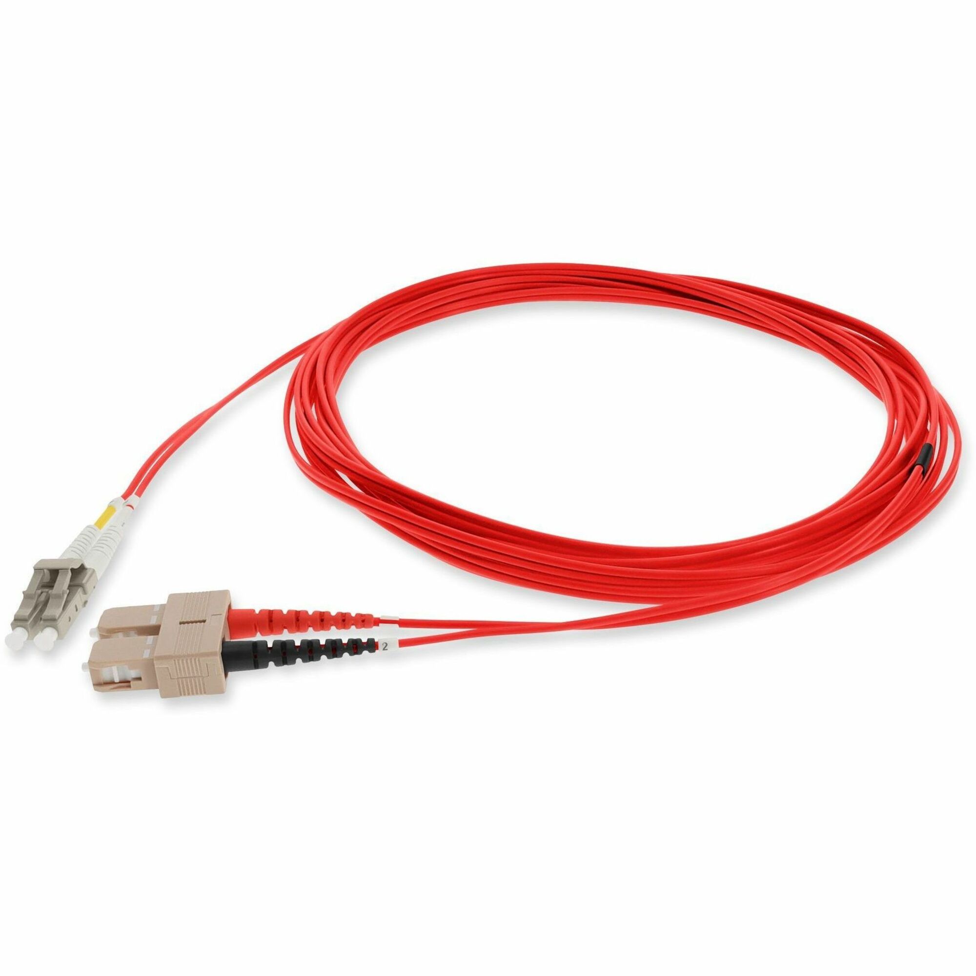 AddOn 10m SC to LC Red OM1 Duplex OFNR (Riser-Rated) MMF Fiber Patch Cable