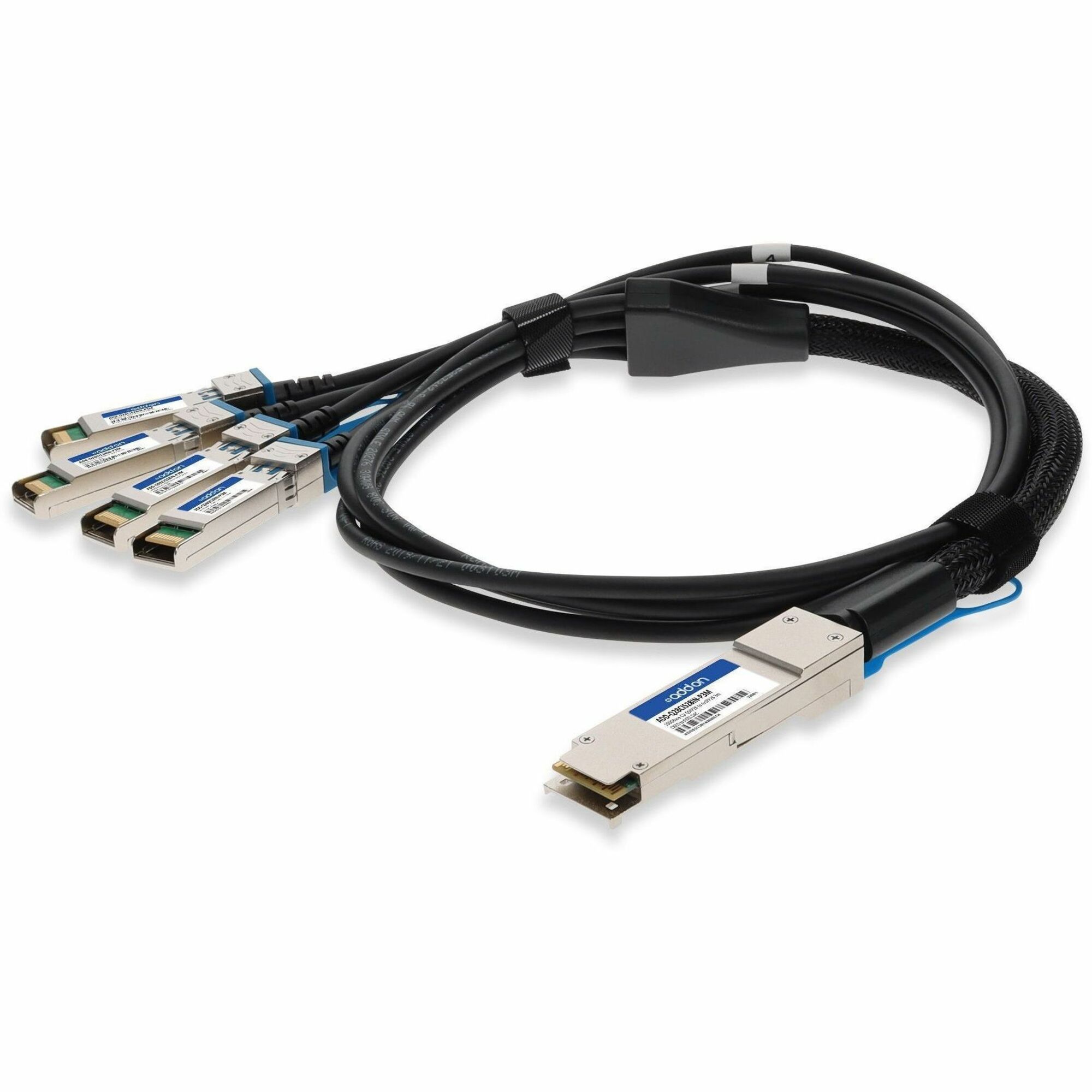 AddOn Cisco&reg; QSFP-4SFP25G-CU3M to Intel&reg; XXVDACBL3M Compatible TAA Compliant 100GBase-CU QSFP28 to 4xSFP28 Direct Attach Cable (Passive Twinax, 3m)