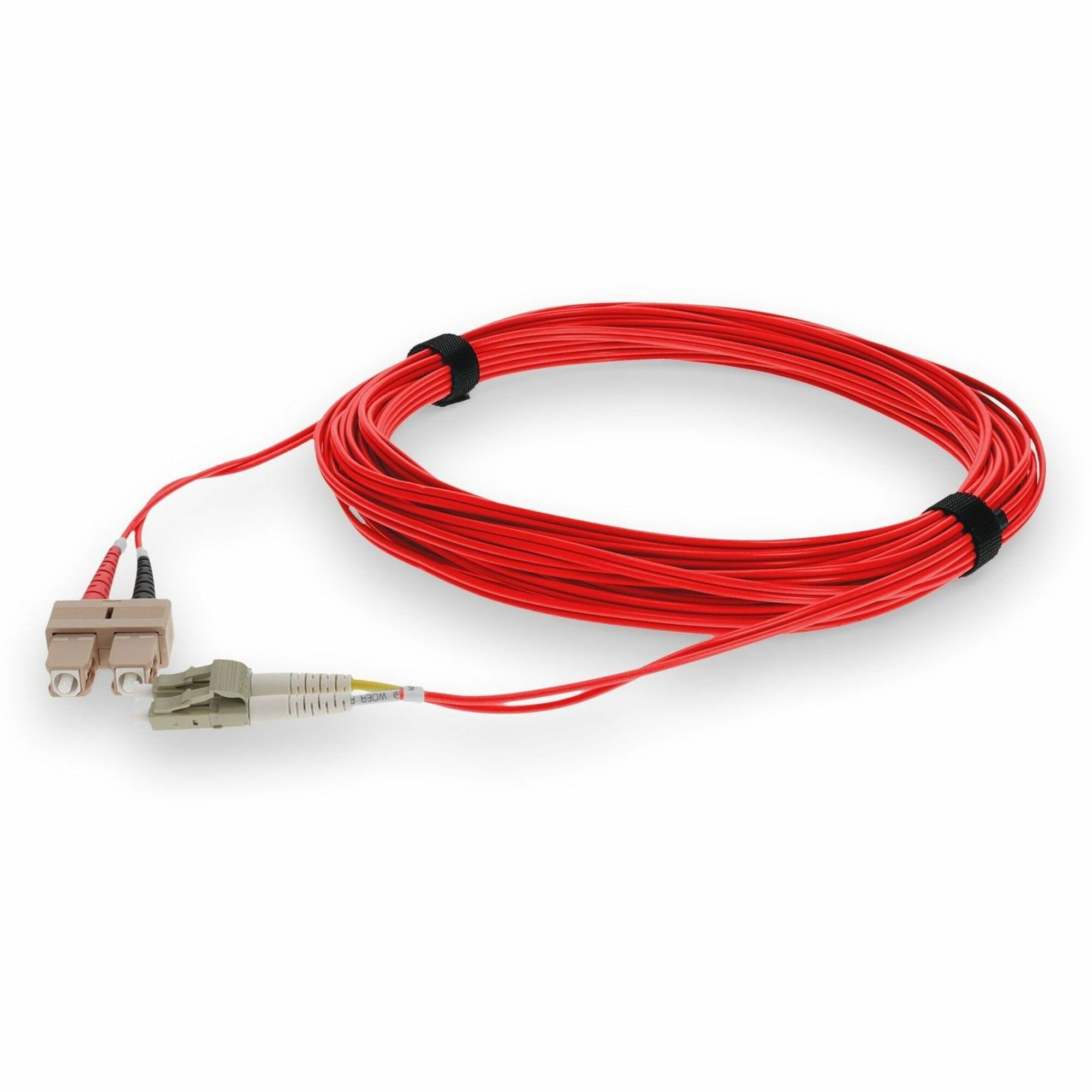 AddOn 10m SC to LC Red OM4 Duplex OFNR (Riser-Rated) MMF (Multi Mode) Fiber Patch Cable, 50/125