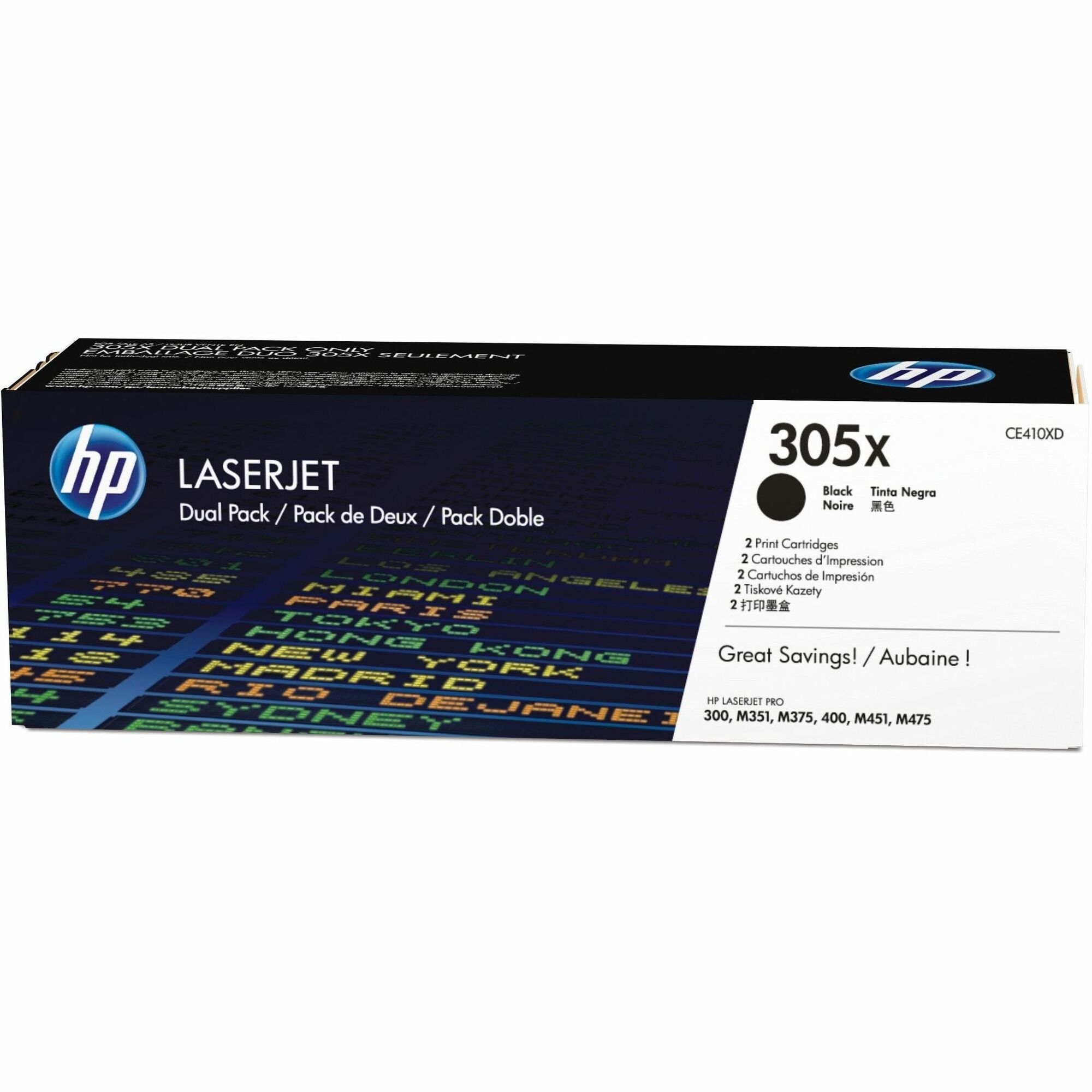 HP 305X (CE410XD) Original High Yield Laser Toner Cartridge - Dual Pack - Black - 2 / Carton