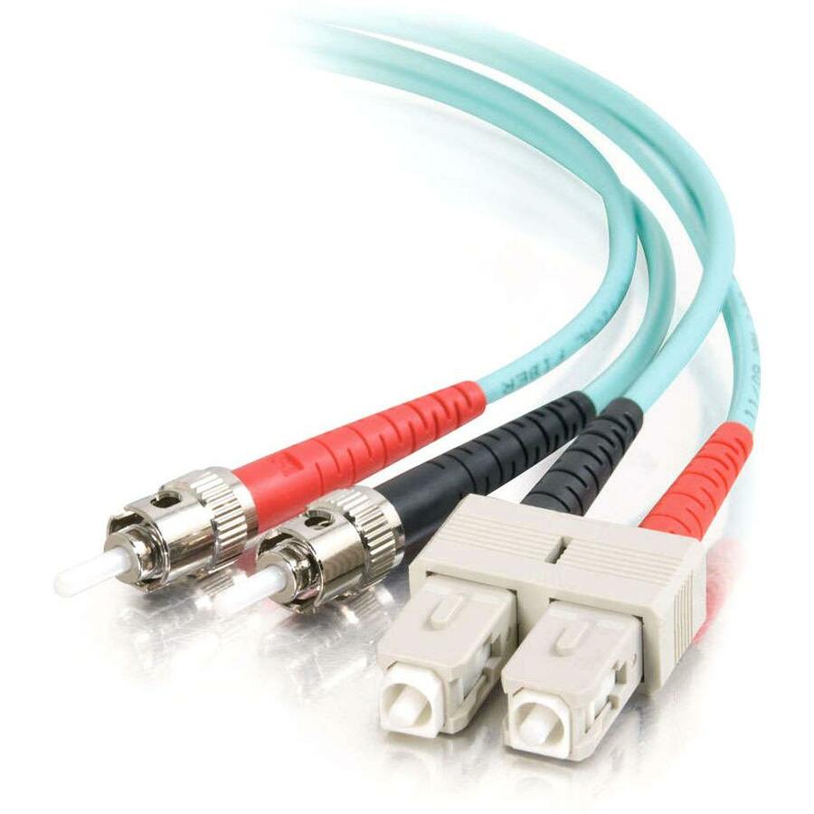 C2G-1m SC-ST 10Gb 50/125 OM3 Duplex Multimode PVC Fiber Optic Cable - Aqua