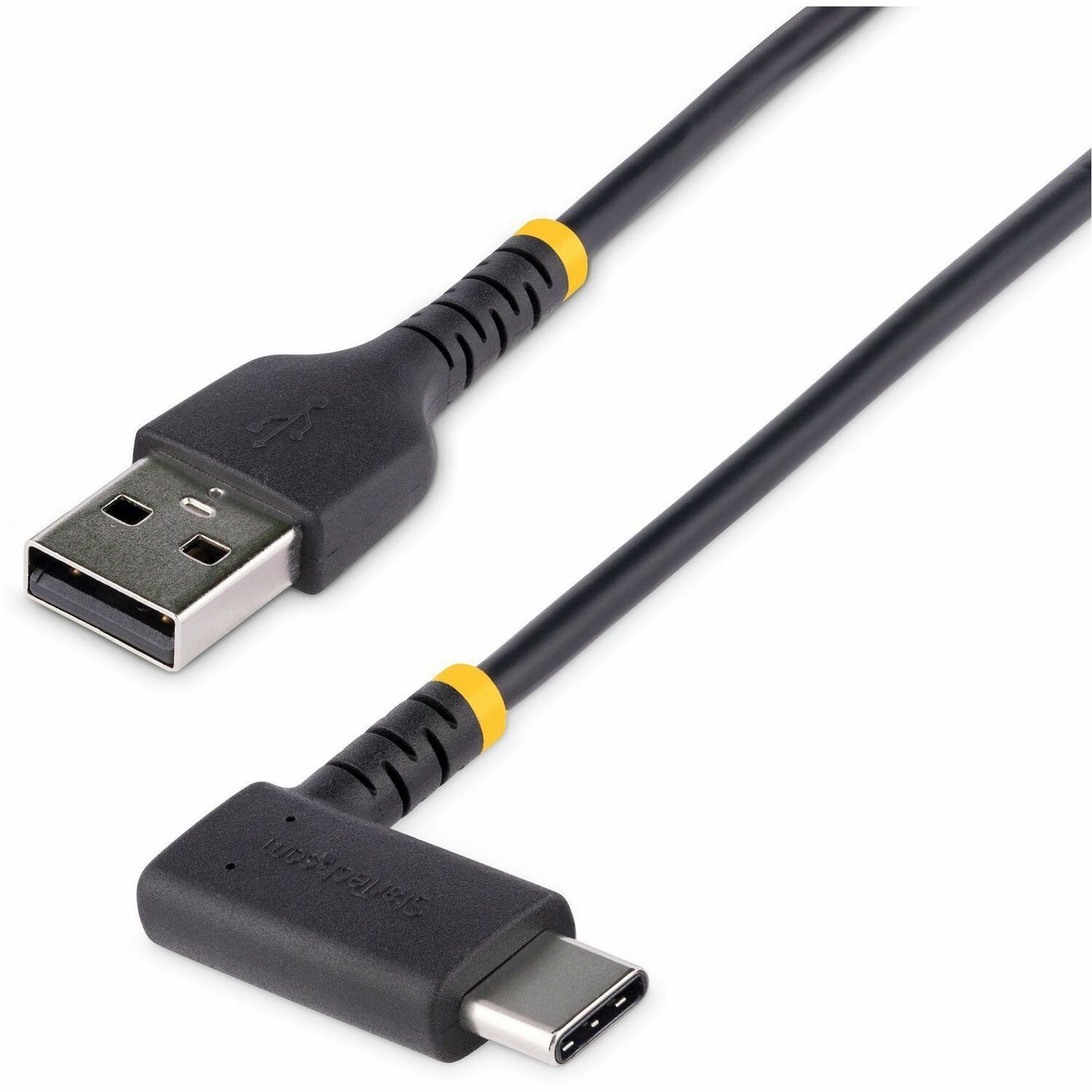 StarTech 6in (15cm) USB-A to USB-C Fast Charging Cable, Rugged, Right-Angled, Charge & Sync, 3A, USB 2.0, TPE Jacket and Aramid Fiber