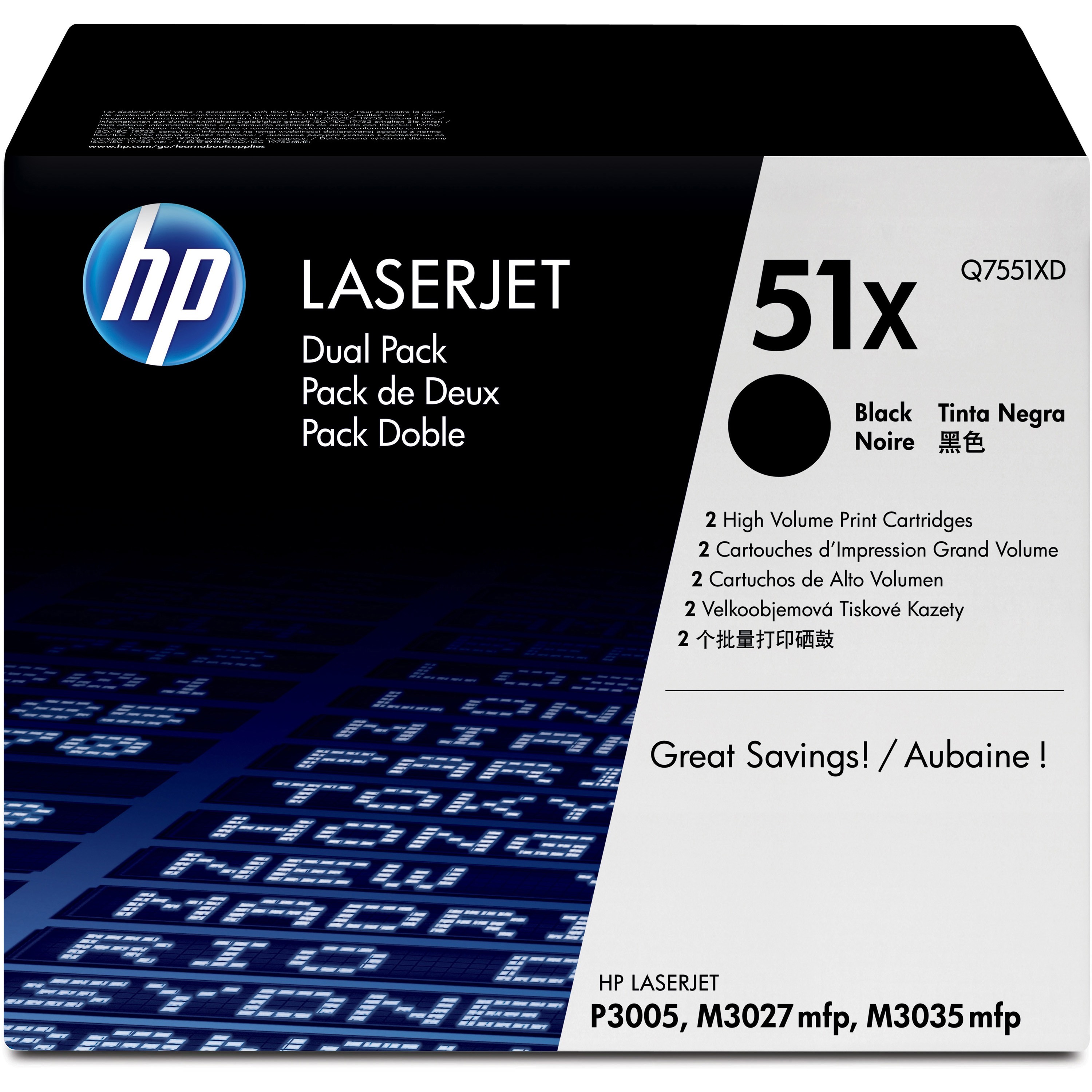 HP 51X (Q7551XD) Original Toner Cartridge - Dual Pack