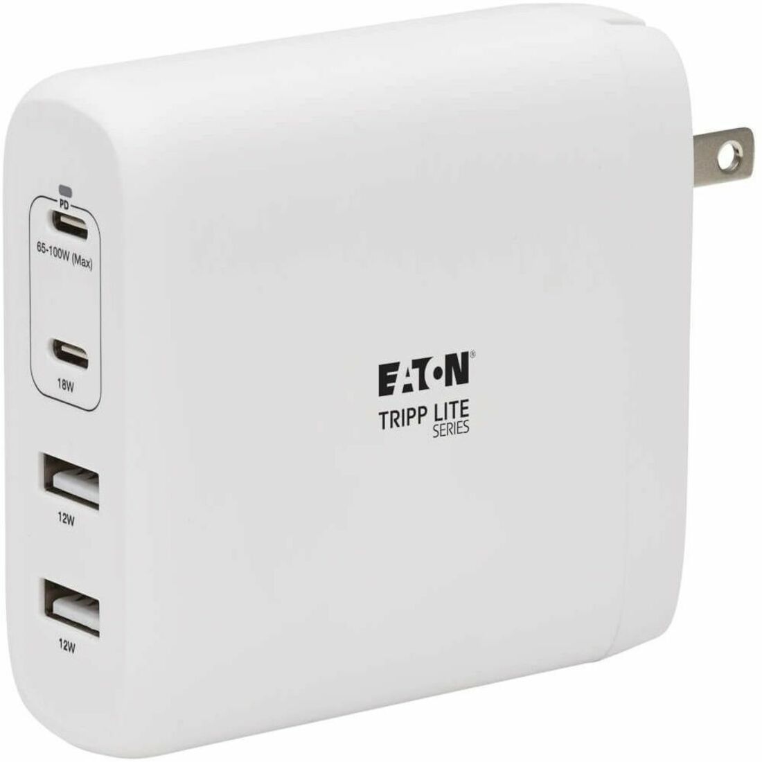 Eaton Tripp Lite Series 4-Port Compact USB Wall Charger - GaN Technology, 100W PD Charging, 2 USB-C & 2 USB-A, White