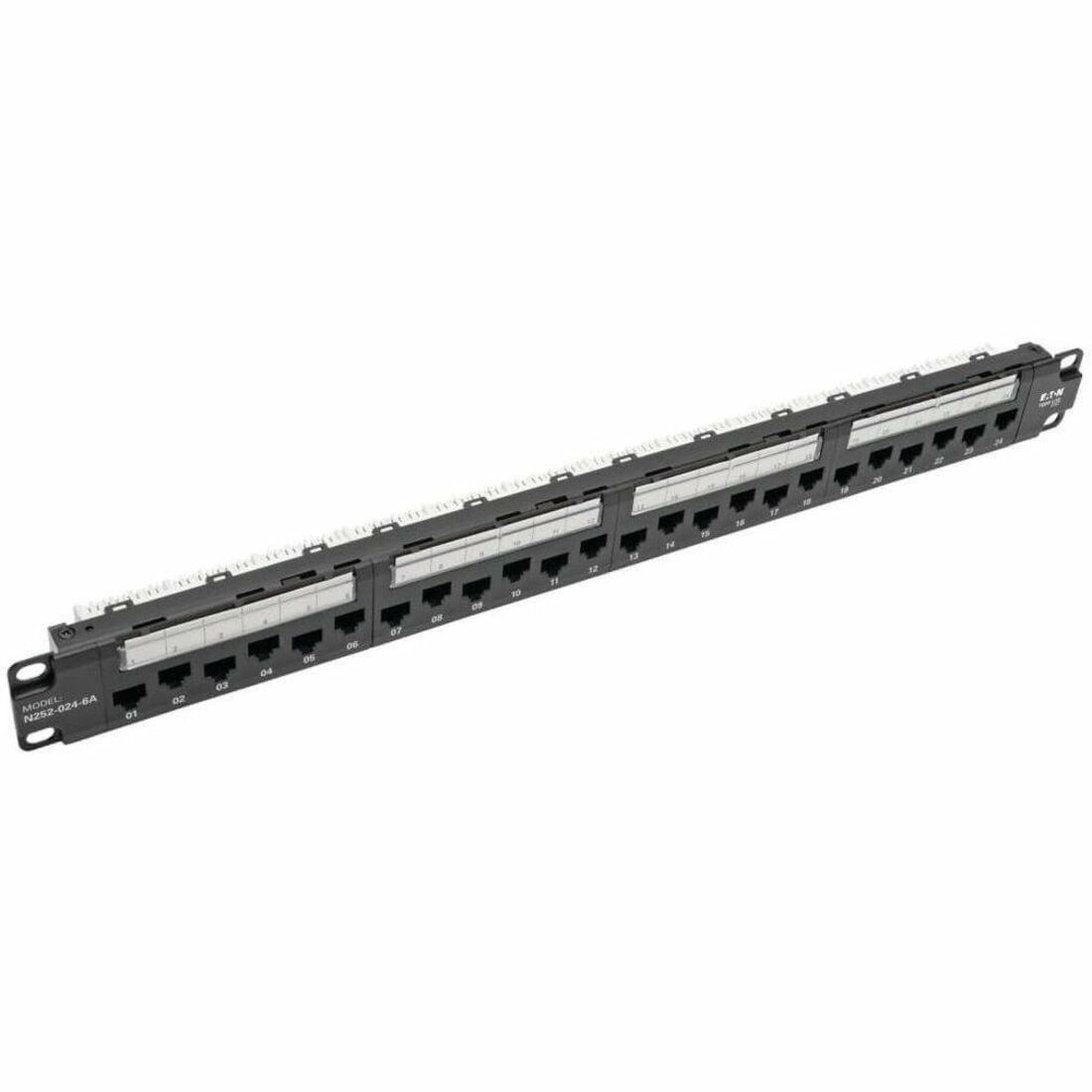 Tripp Lite by Eaton 24-Port 1U Rack-Mount Cat6a 110 Patch Panel with Cable Management Bar 110 Punchdown RJ45 TAA