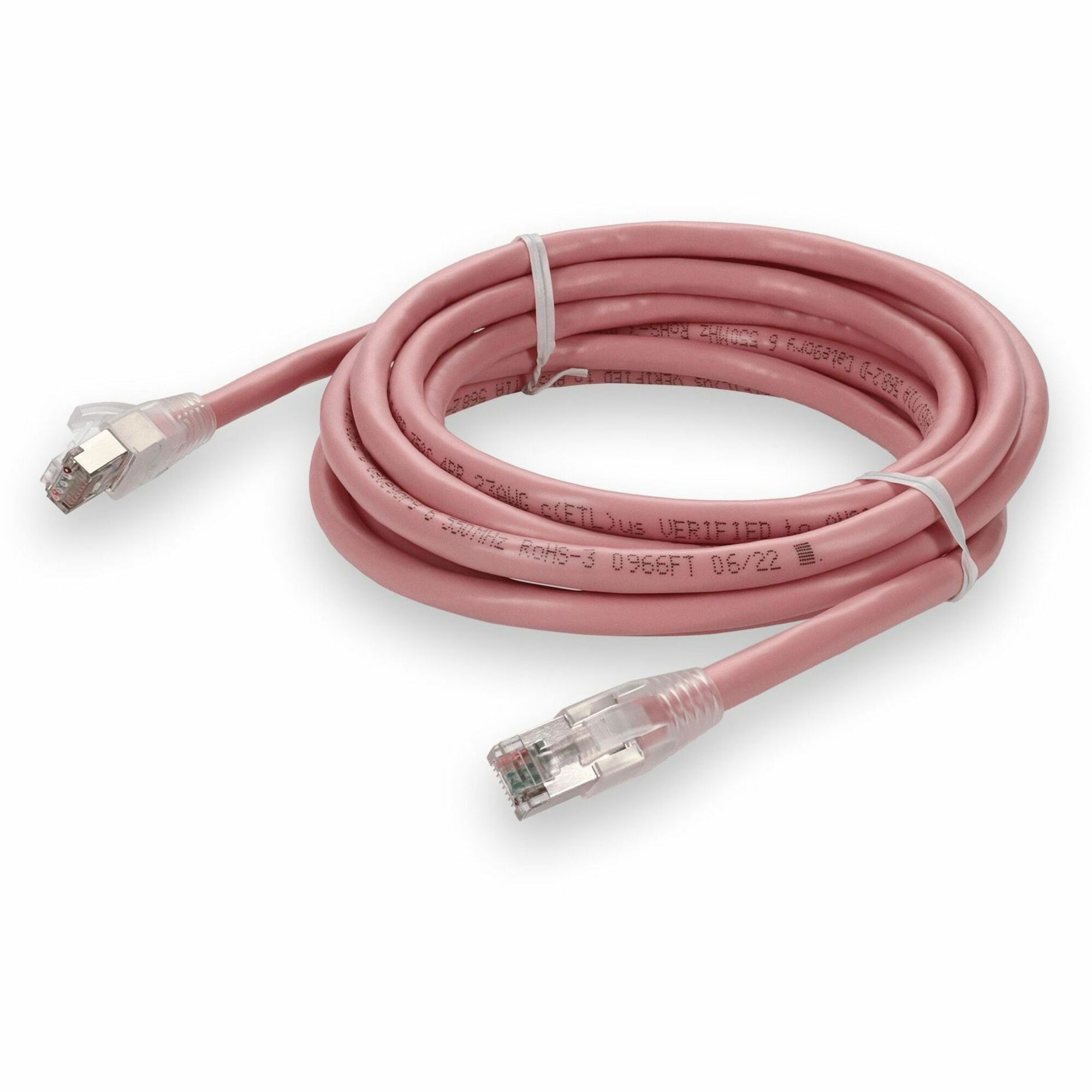 AddOn 3ft Pink CAT 6 Shielded PVC Ethernet Cable Snagless Easy Clear Boot RJ-45 M/M