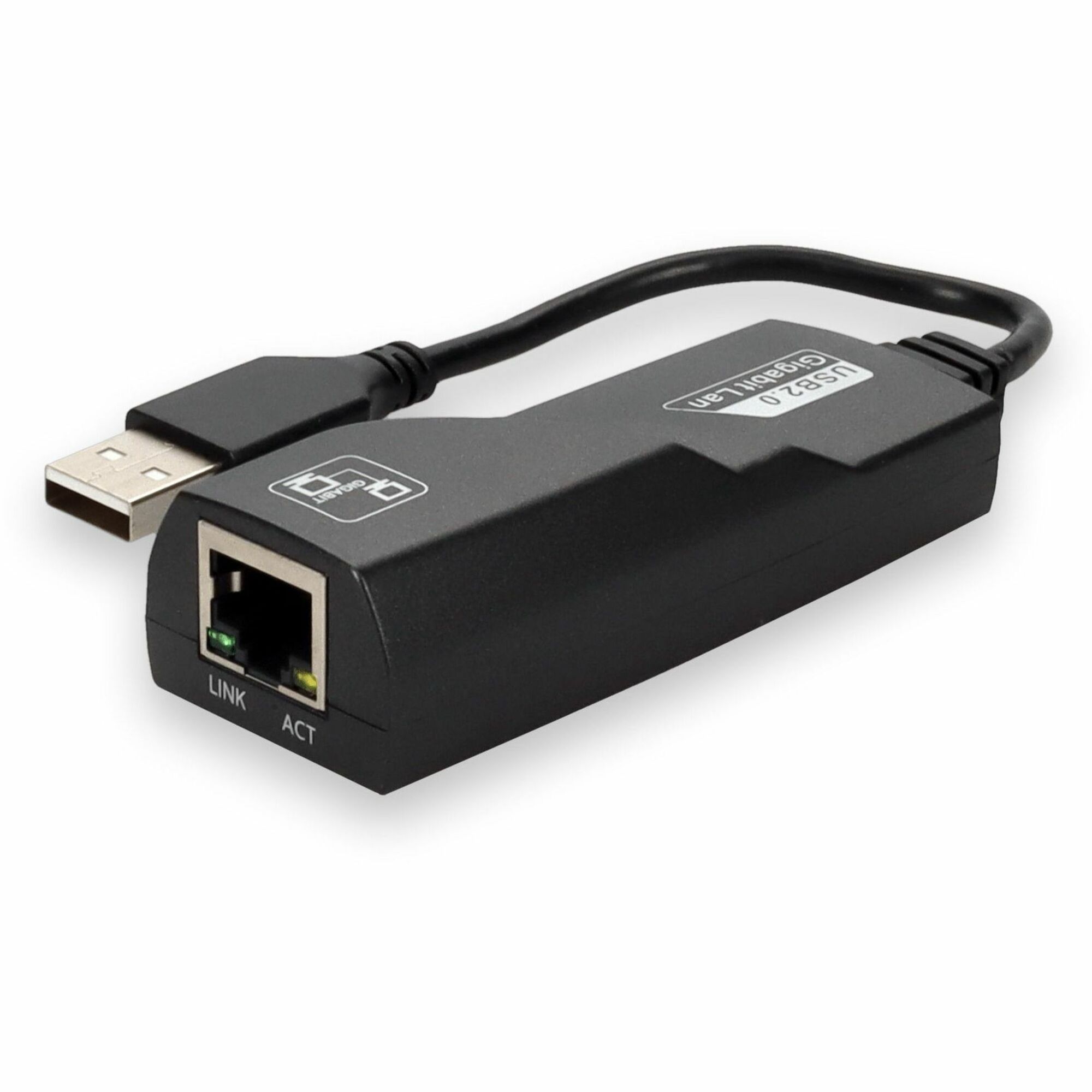 AddOn USB A 2.0 Male to RJ-45 Female Gray & Black Adapter