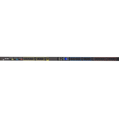Eaton Metered Input rack PDU, 0U, L14-30P input, 5.76 kW max, 120/240V, 24A, 10 ft cord, Split-phase, Outlets: (8) 5-20R, (20) C13 Outlet grip, (6) C19 Outlet grip