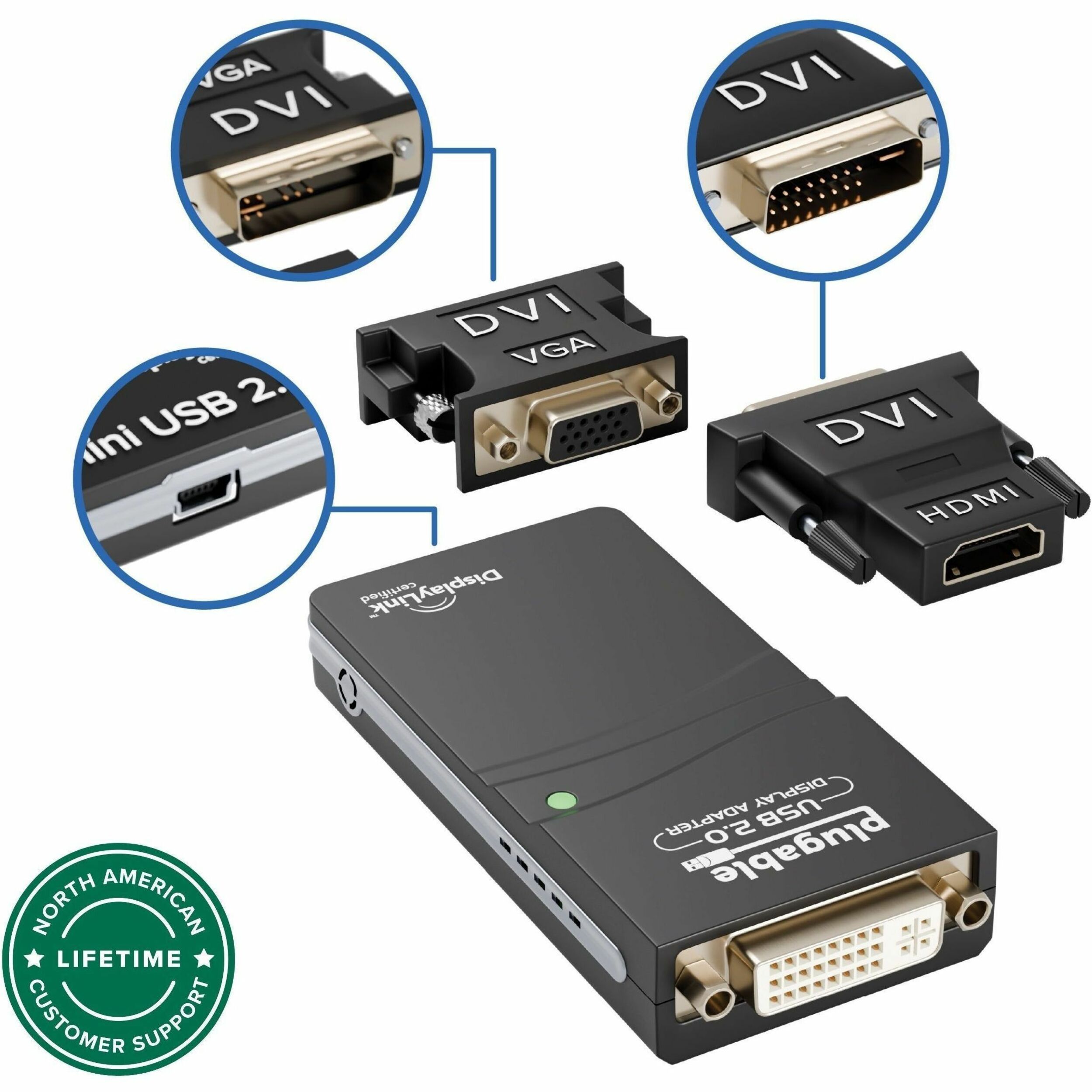 Plugable USB 2.0 to DVI/VGA/HDMI Video Graphics Adapter