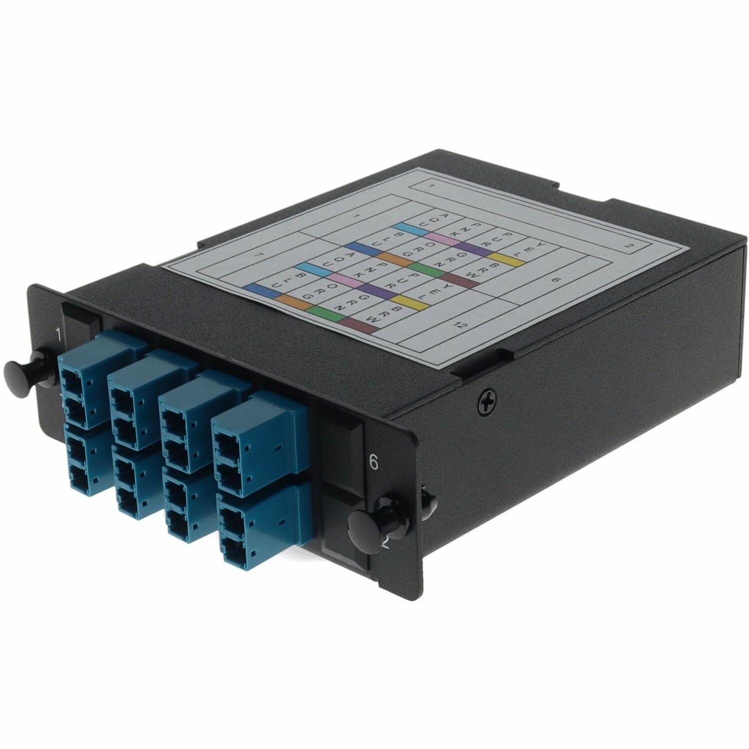 AddOn 4-Bay Cassette 2x 12-Fiber MPO In, 8 LC Duplex Out, Single-mode Duplex OS2