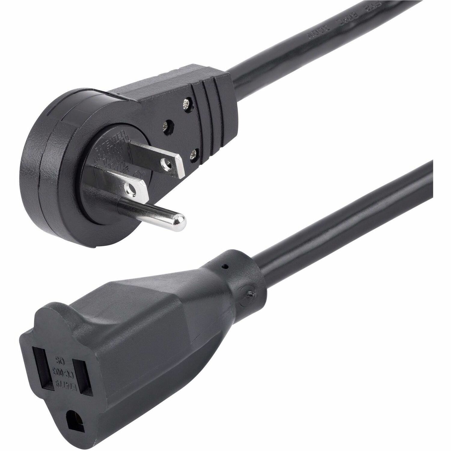 StarTech 6ft Power Extension Cord, Rotating Flat Plug Extension Cord, NEMA 5-15P to NEMA 5-15R Cable, 16 AWG, 125V/13A, UL Certified