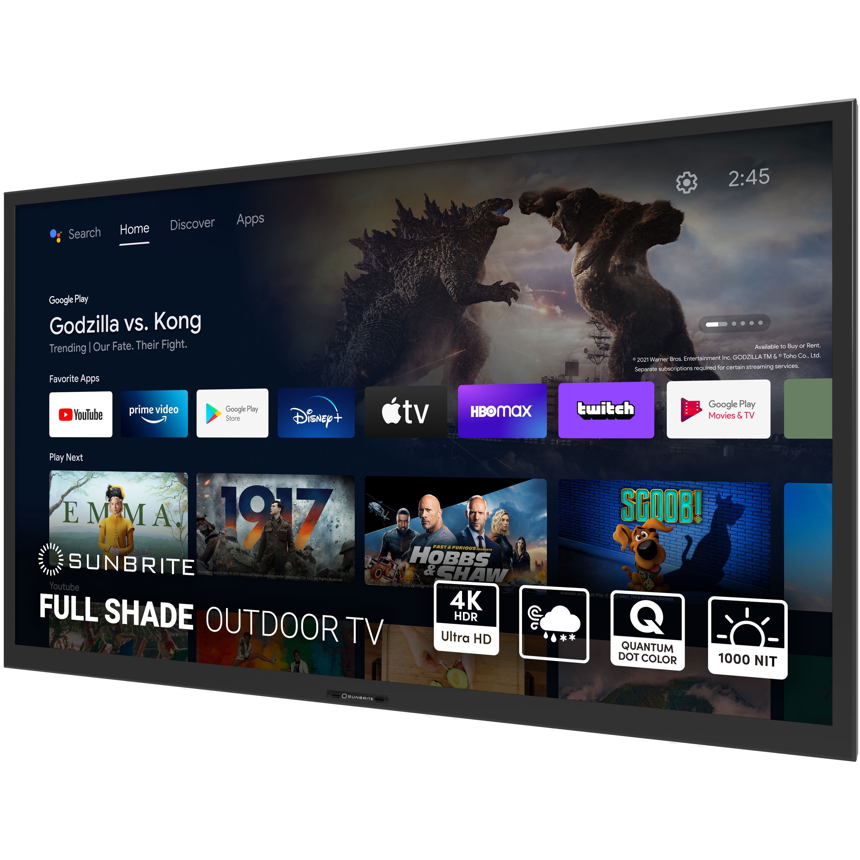 SunBriteTV Veranda 3 SB-V3-55-4KHDR-BL 55" Smart LED-LCD TV - 4K UHDTV - Black