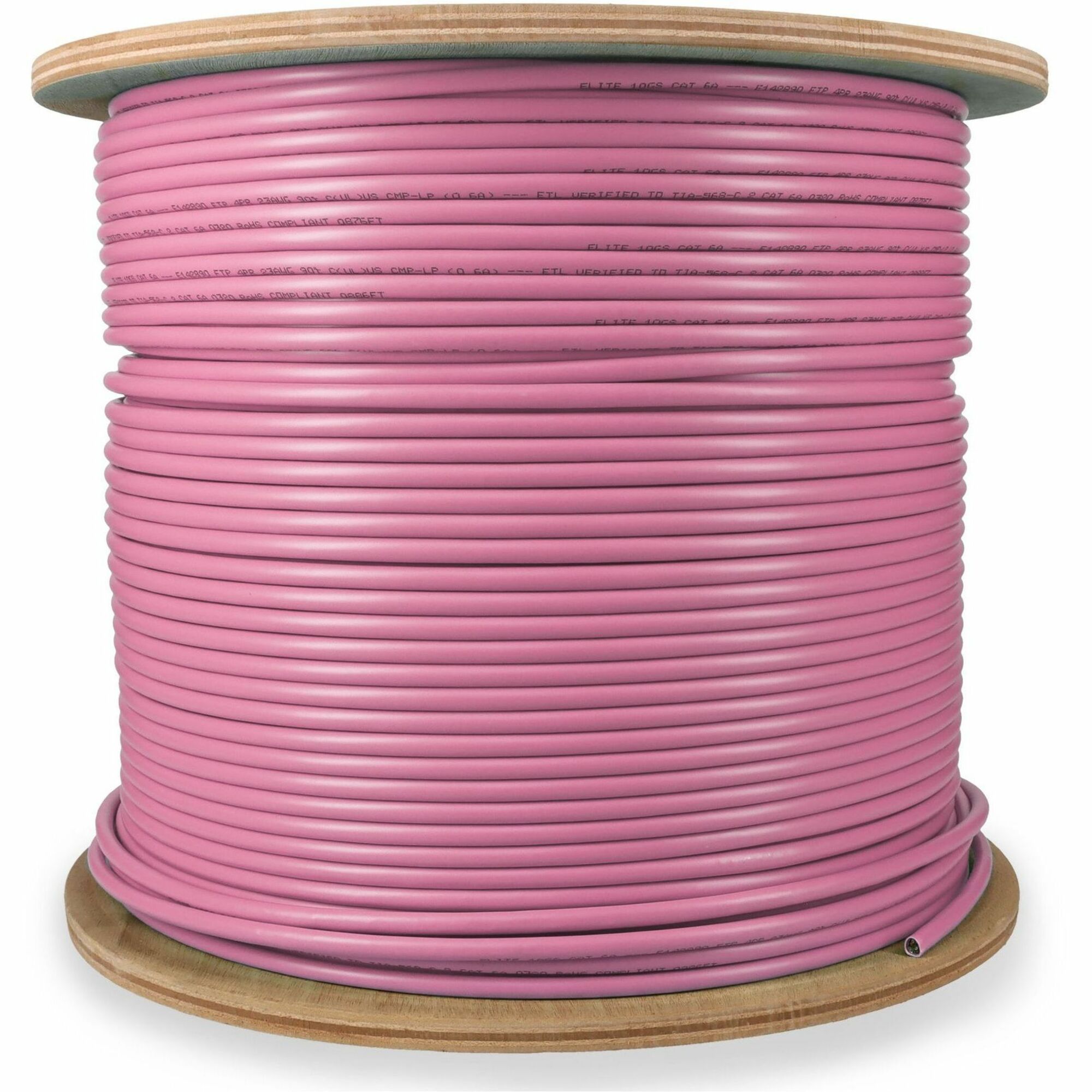 AddOn 1000ft Non-Terminated Pink CAT 6A Shielded Plenum-Rated Bulk Cable