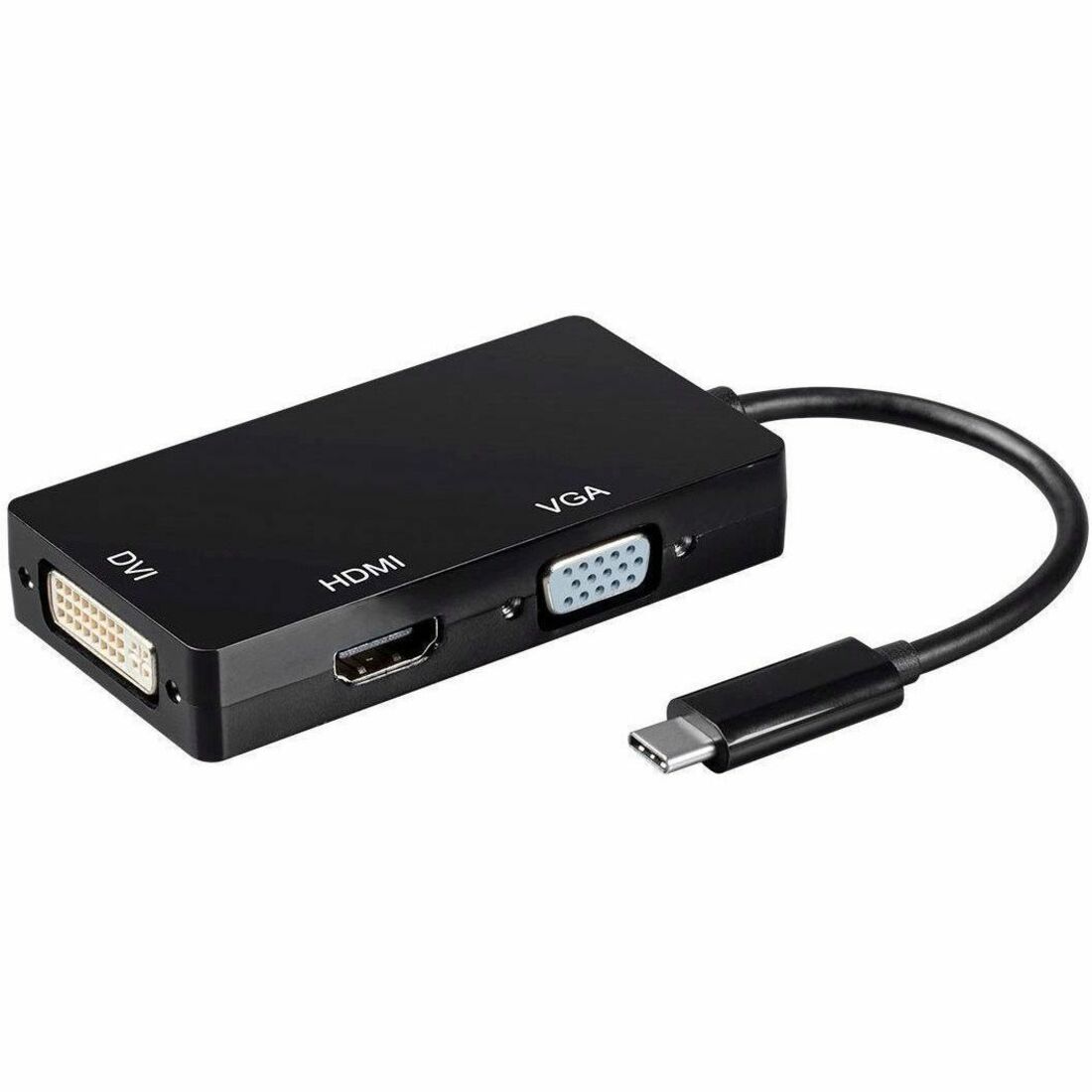 Monoprice USB-C to 4K HDMI Single Link DVI and VGA Passive Adapter Black