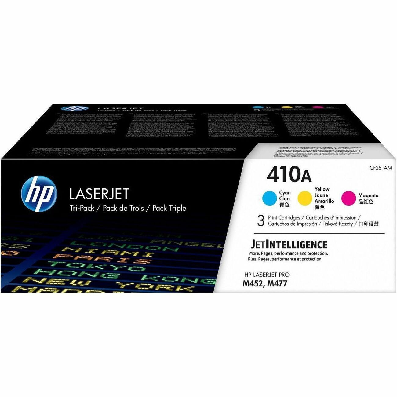 HP 410A (CF251AM) Original Standard Yield Laser Toner Cartridge - Yellow, Cyan, Magenta - 1 Carton