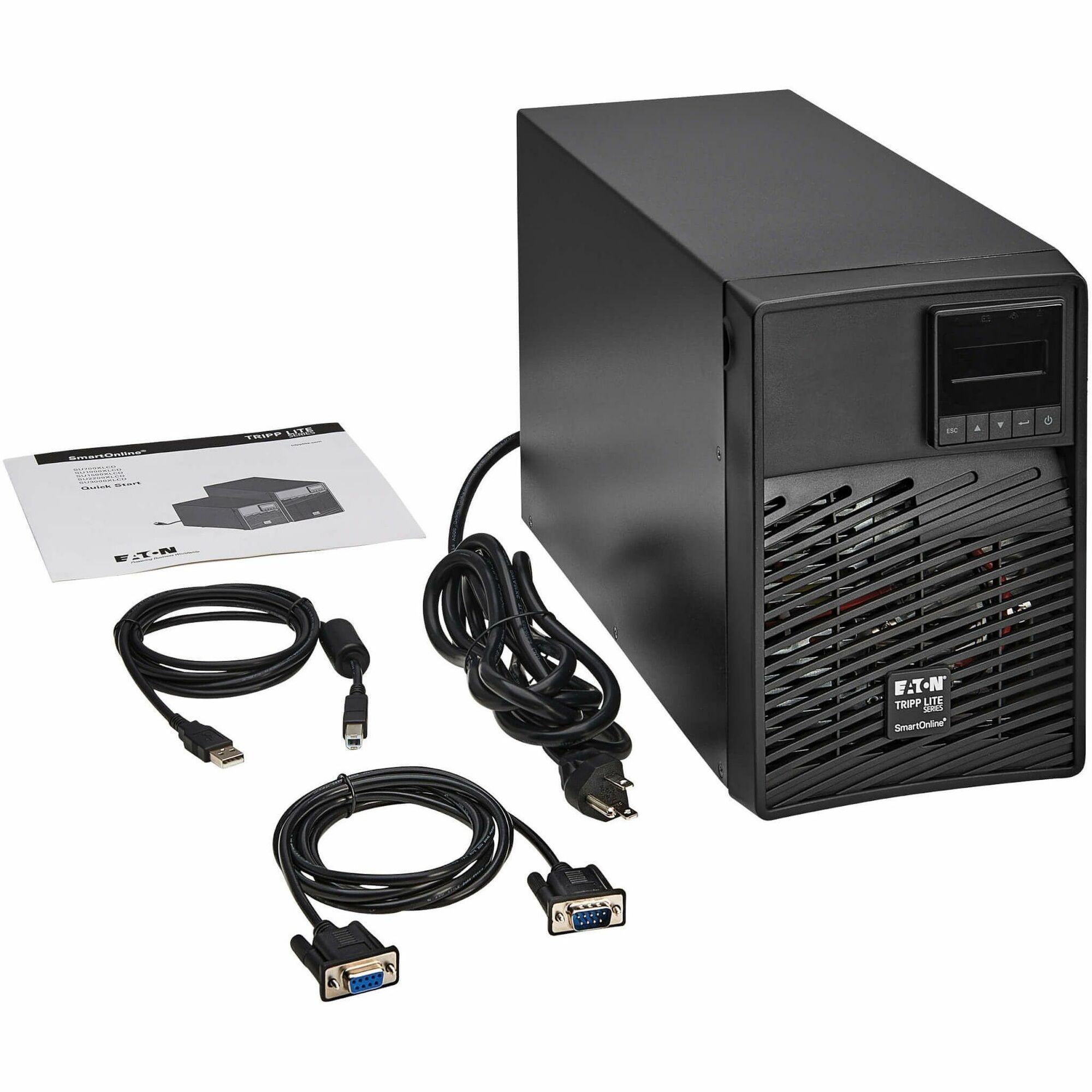Tripp Lite by Eaton series SmartOnline 1500VA 1350W 120V Double-Conversion UPS - 6 Outlets, Extended Run, Network Card Option, LCD, USB, DB9, Tower