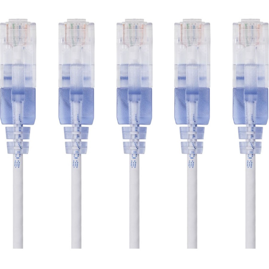 Monoprice 5-Pack, SlimRun Cat6A Ethernet Network Patch Cable, 10ft White