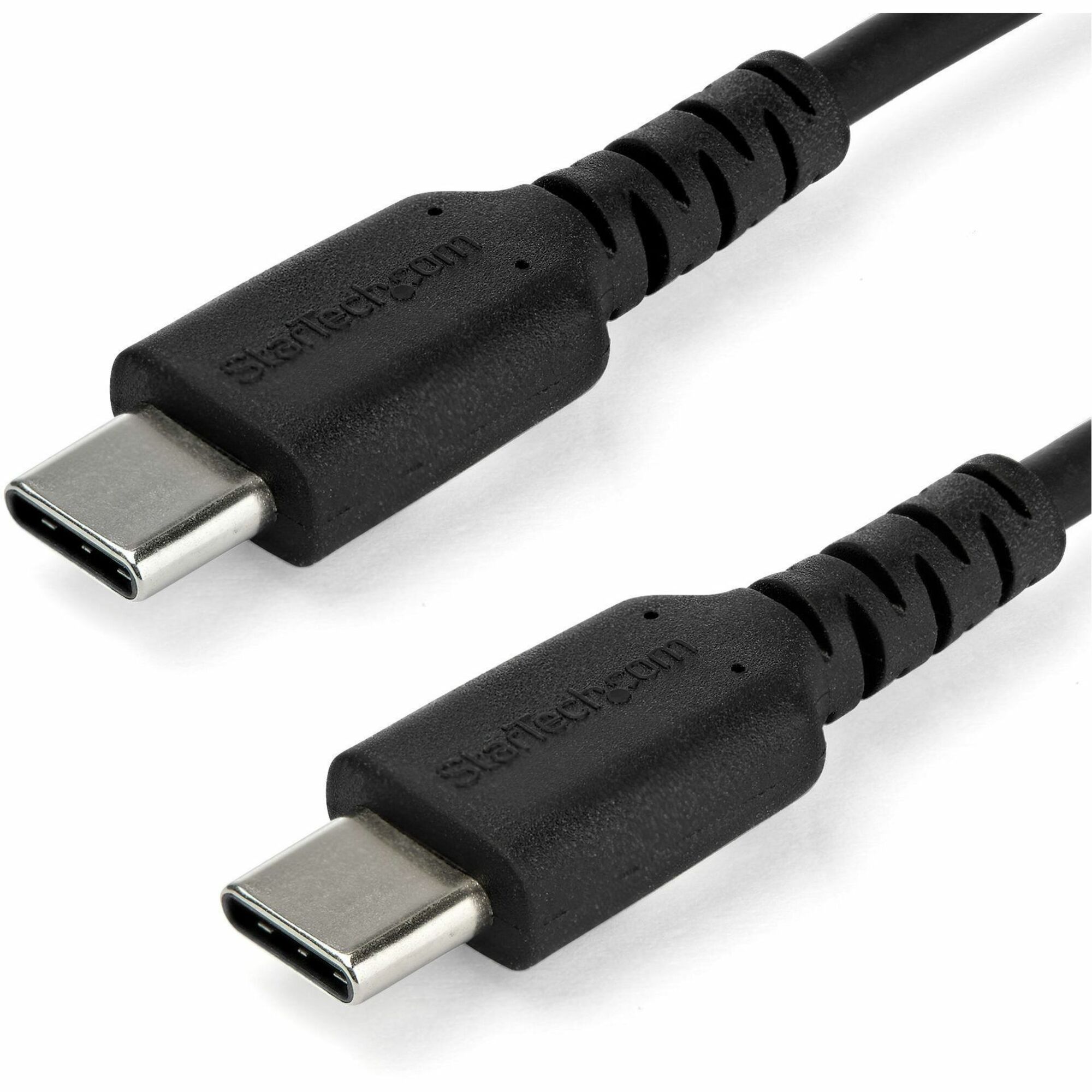 StarTech.com 1m USB C Charging Cable - Durable Fast Charge & Sync USB 2.0 Type C to C Charger Cord - TPE Jacket Aramid Fiber M/M 60W Black