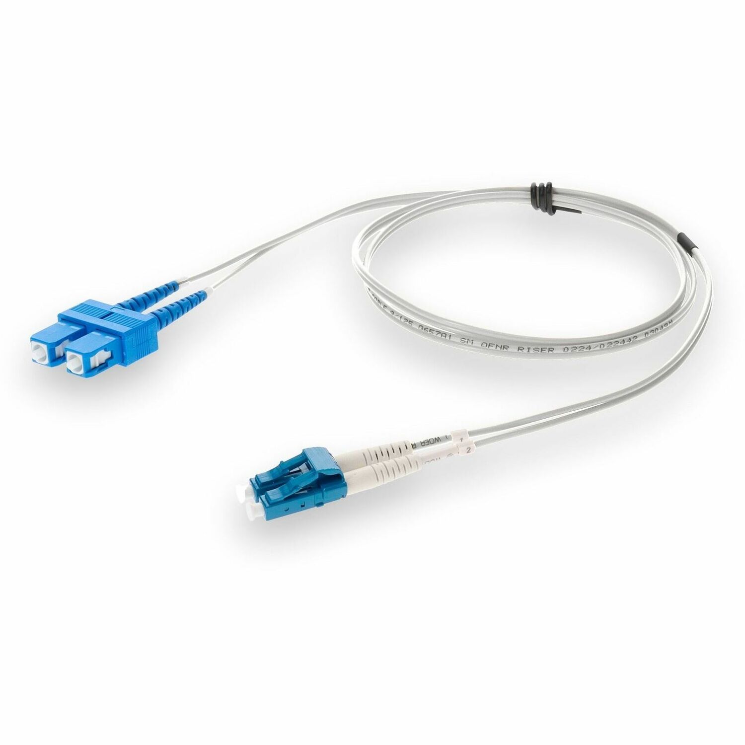AddOn 10m SC to LC Gray OS2 Duplex OFNR (Riser-Rated) SMF Fiber Patch Cable