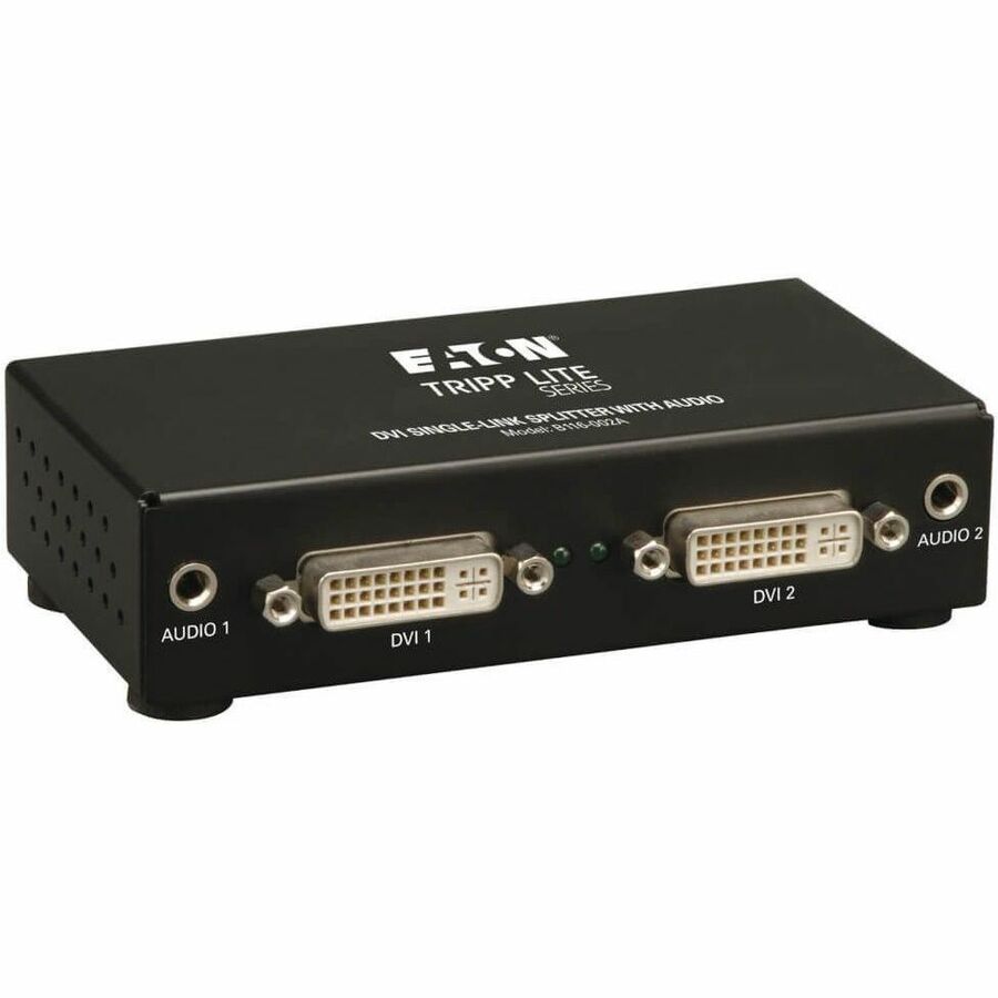 Eaton Tripp Lite Series 2-Port DVI Splitter with Audio and Signal Booster, Single-Link 1920x1200 at 60Hz/1080p (DVI F/2xF), TAA