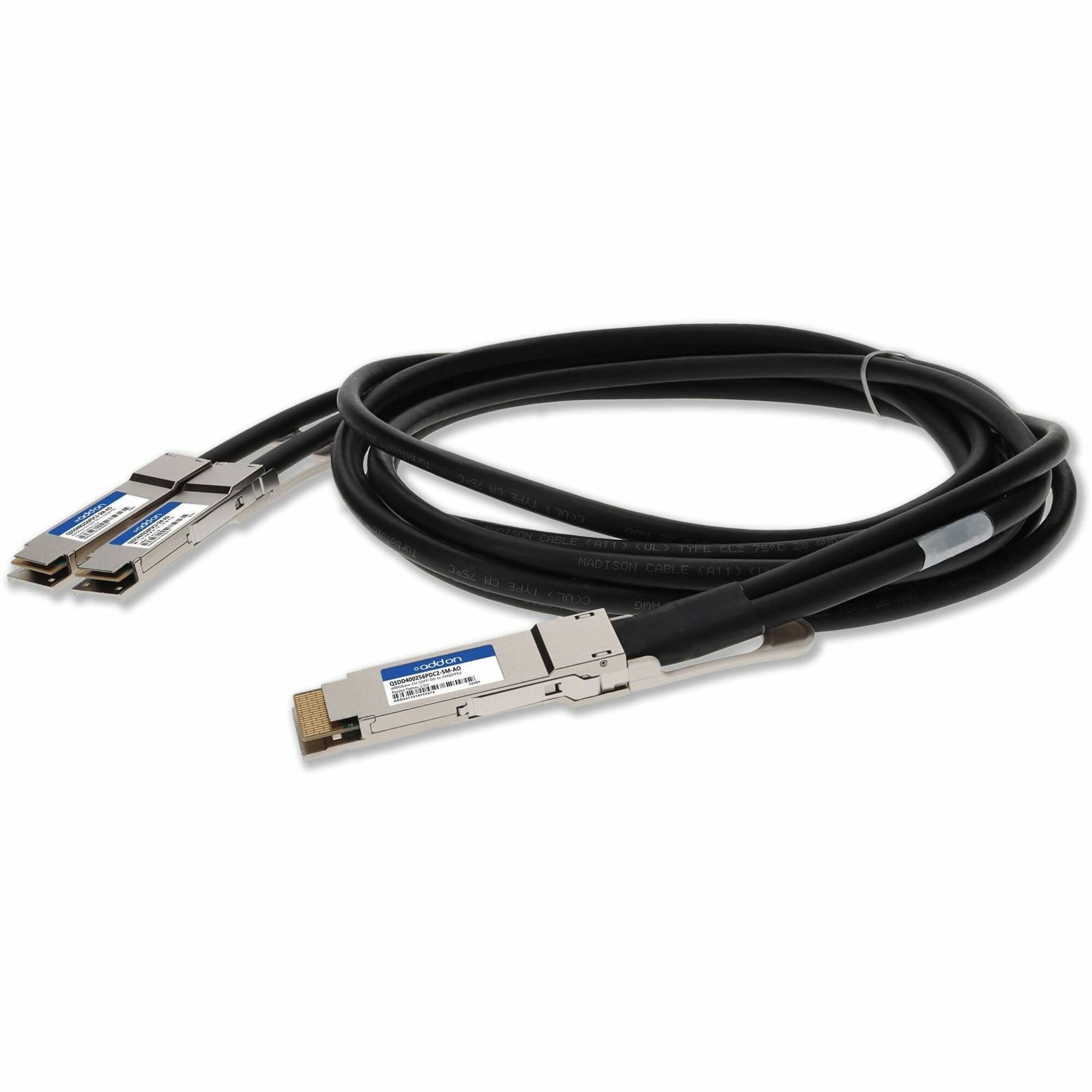 AddOn MSA and TAA Compliant 400GBase-CU QSFP-DD 400G to 2xQSFP56 200G PAM-4 Direct Attach Cable (Passive Twinax, 2.5m)