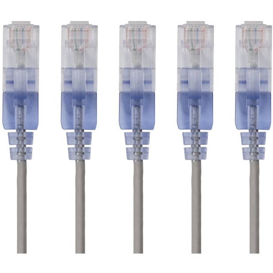 Monoprice 5-Pack, SlimRun Cat6A Ethernet Network Patch Cable, 3ft Gray
