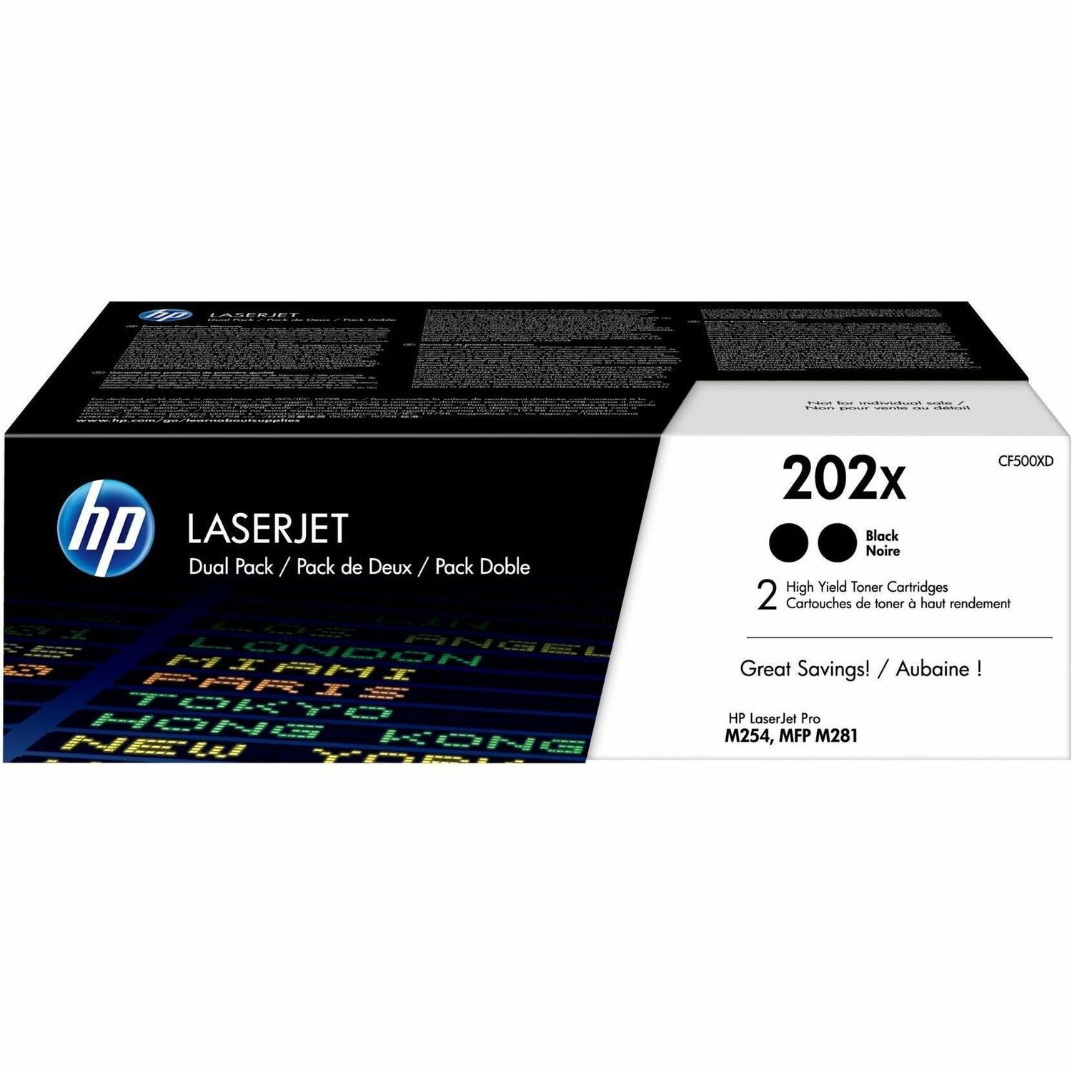 HP 202X (CF500XD) Original High Yield Laser Toner Cartridge - Multi-pack - Black - 1 Carton