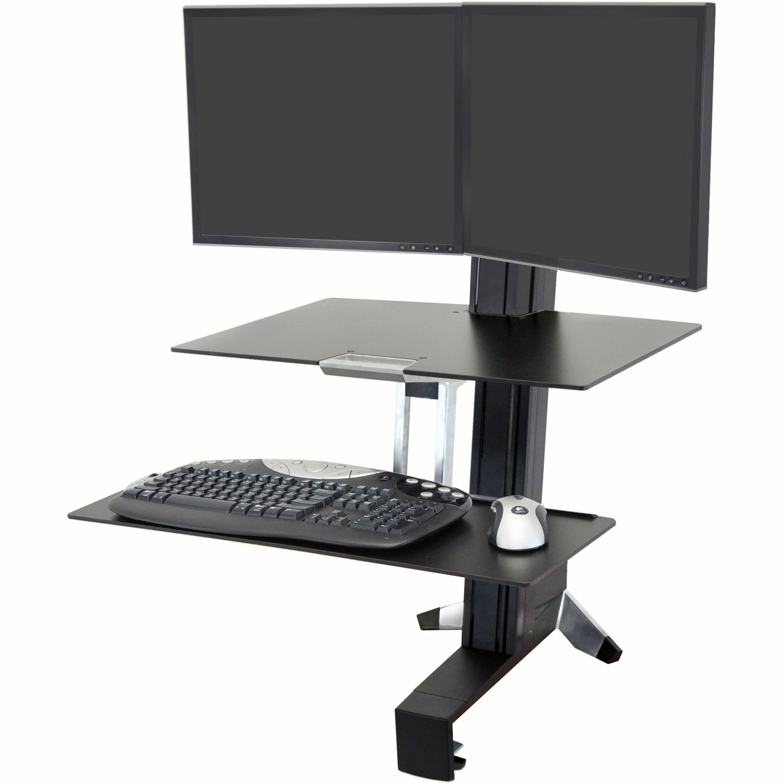 Ergotron WorkFit-S Desk Mount for Monitor, LCD Display, Computer - Black