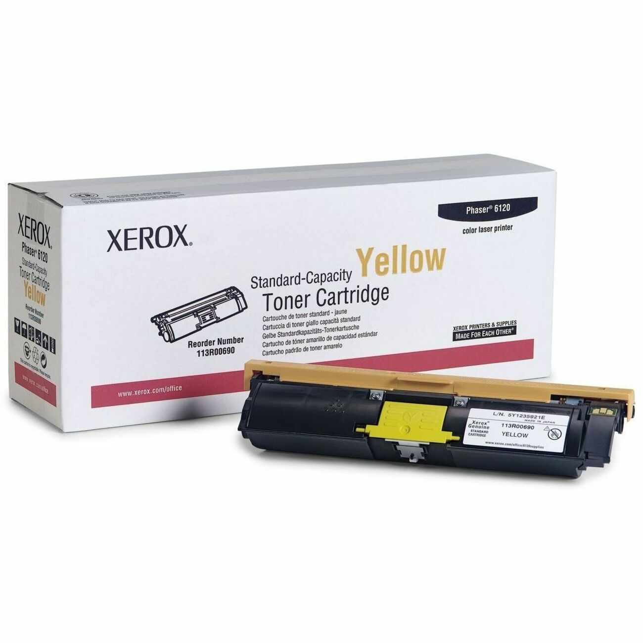 Xerox Genuine Phaser™ 6115MFP/6120 Yellow Standard capacity Toner Cartridge (1500 Pages) - 113R00690