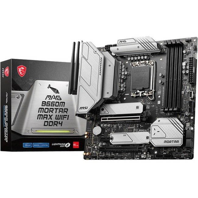 MSI MAG MAG B660M MORTAR MAX WIFI DDR4 Desktop Motherboard - Intel B660 Chipset - Socket LGA-1700 - Intel Optane Memory Ready - Micro ATX